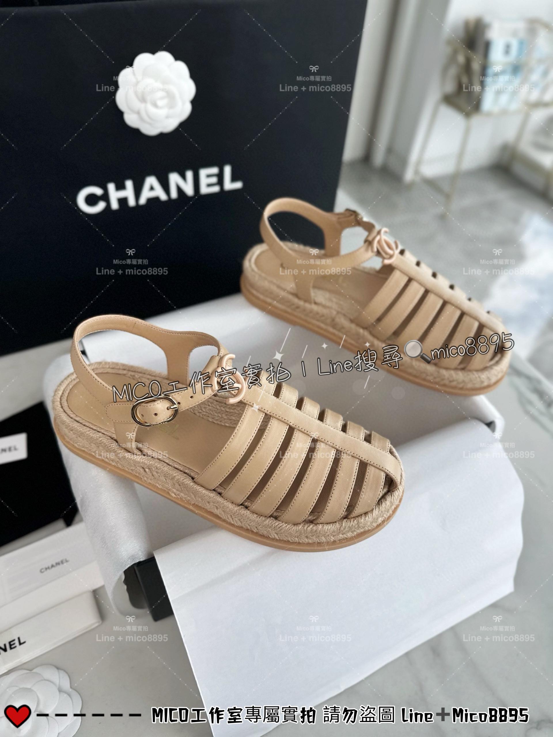 CHANEL｜24c 雙C杏色羊皮羅馬涼鞋 35-39