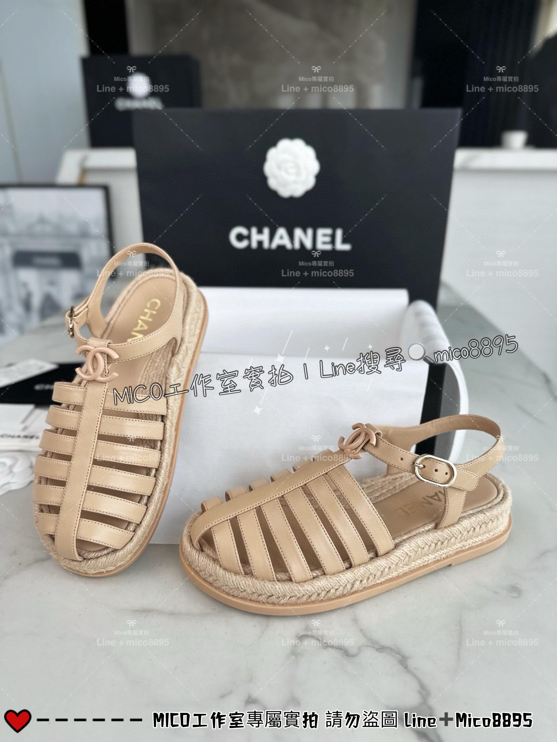 CHANEL｜24c 雙C杏色羊皮羅馬涼鞋 35-39