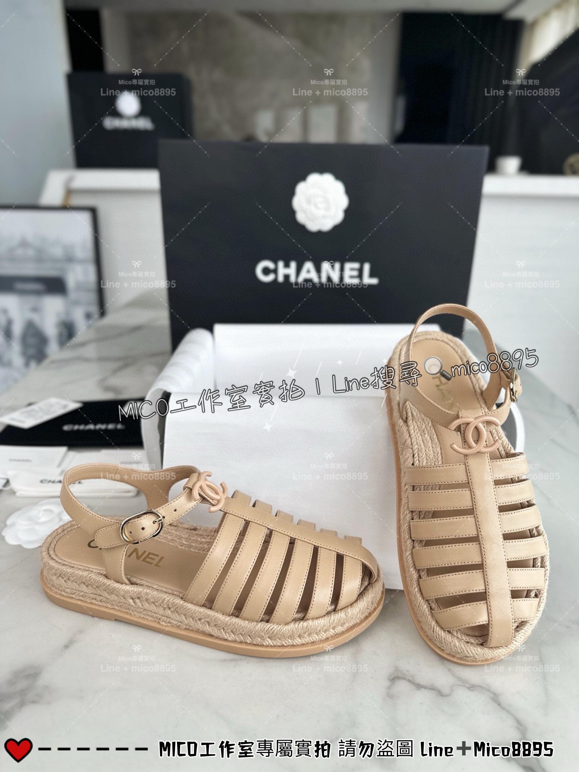 CHANEL｜24c 雙C杏色羊皮羅馬涼鞋 35-39