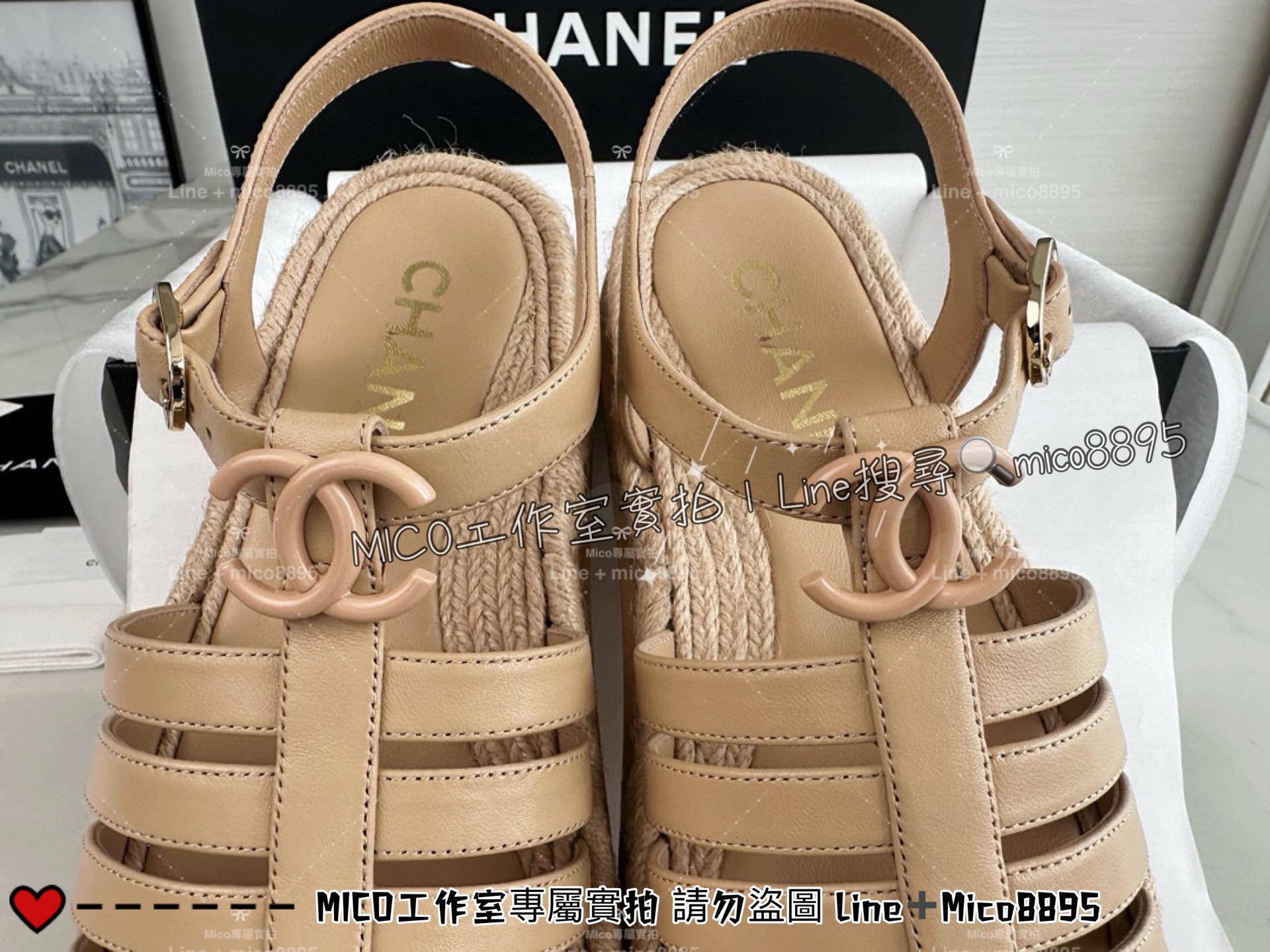 CHANEL｜24c 雙C杏色羊皮羅馬涼鞋 35-39