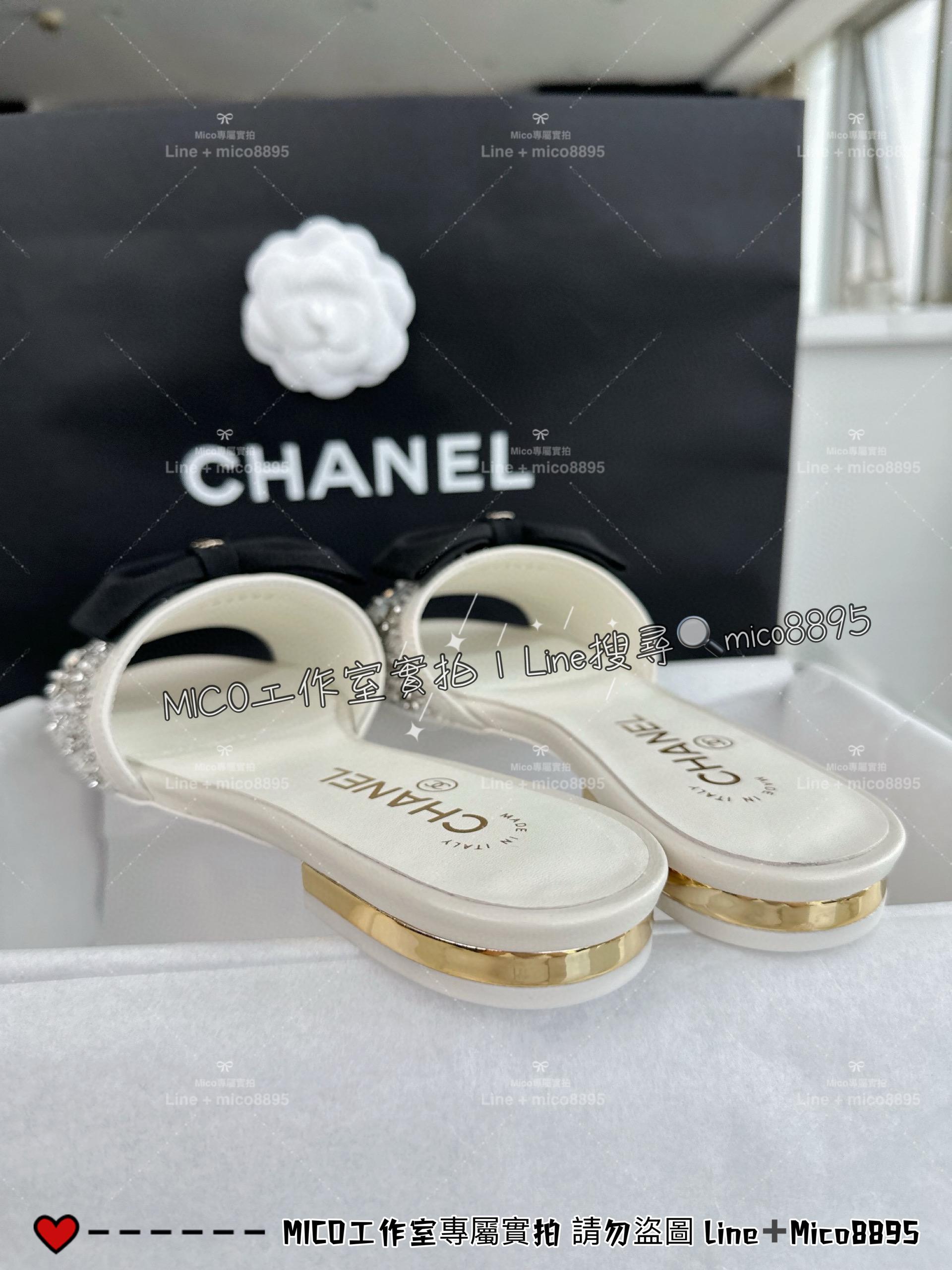 CHANEL｜𝟐𝟒𝐬 水鑽蝴蝶結公主拖鞋/一字拖鞋 女鞋 35-40