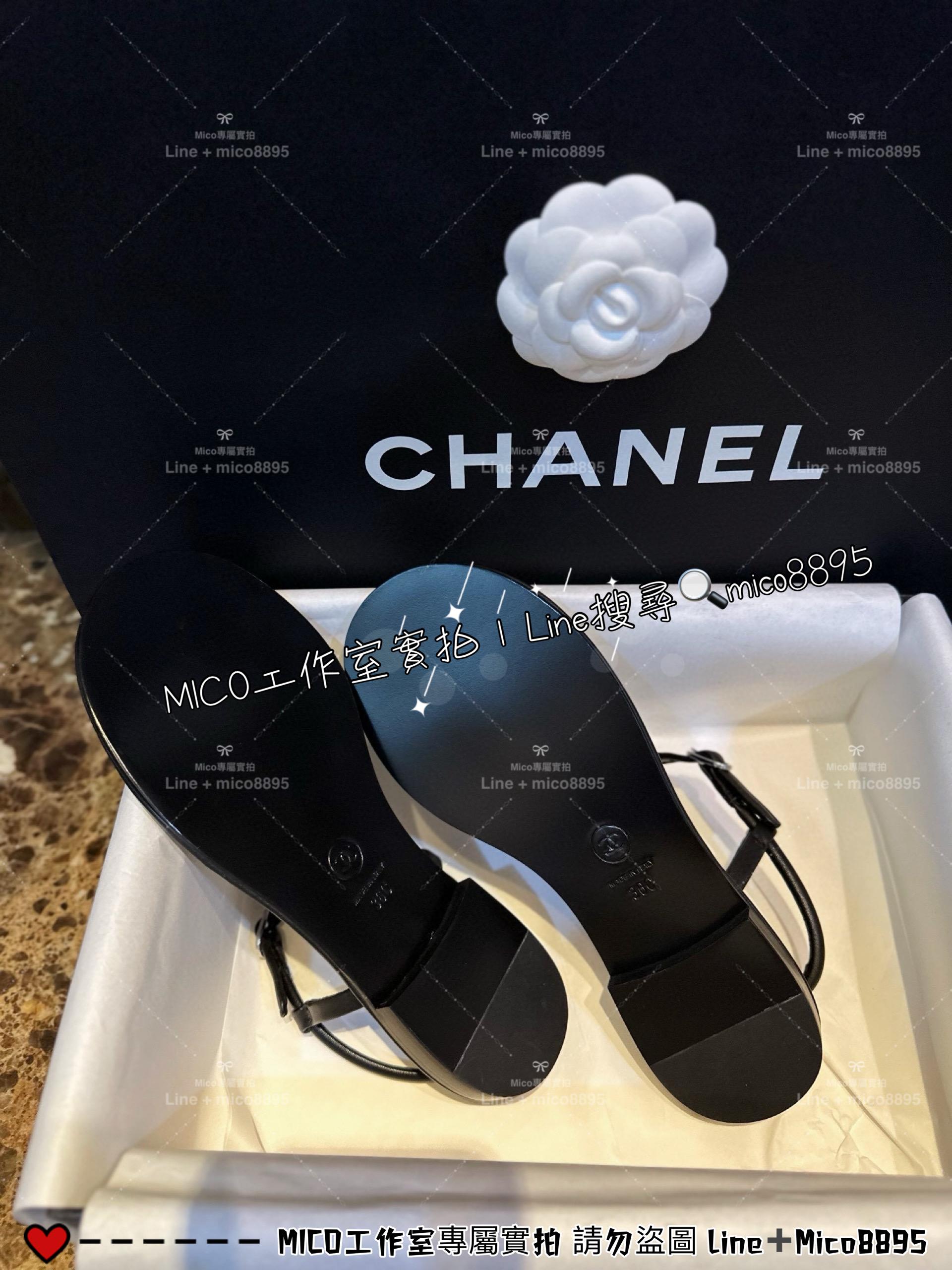 CHANEL｜24c 全平底雙C水鑽夾腳涼鞋/女鞋 35-40