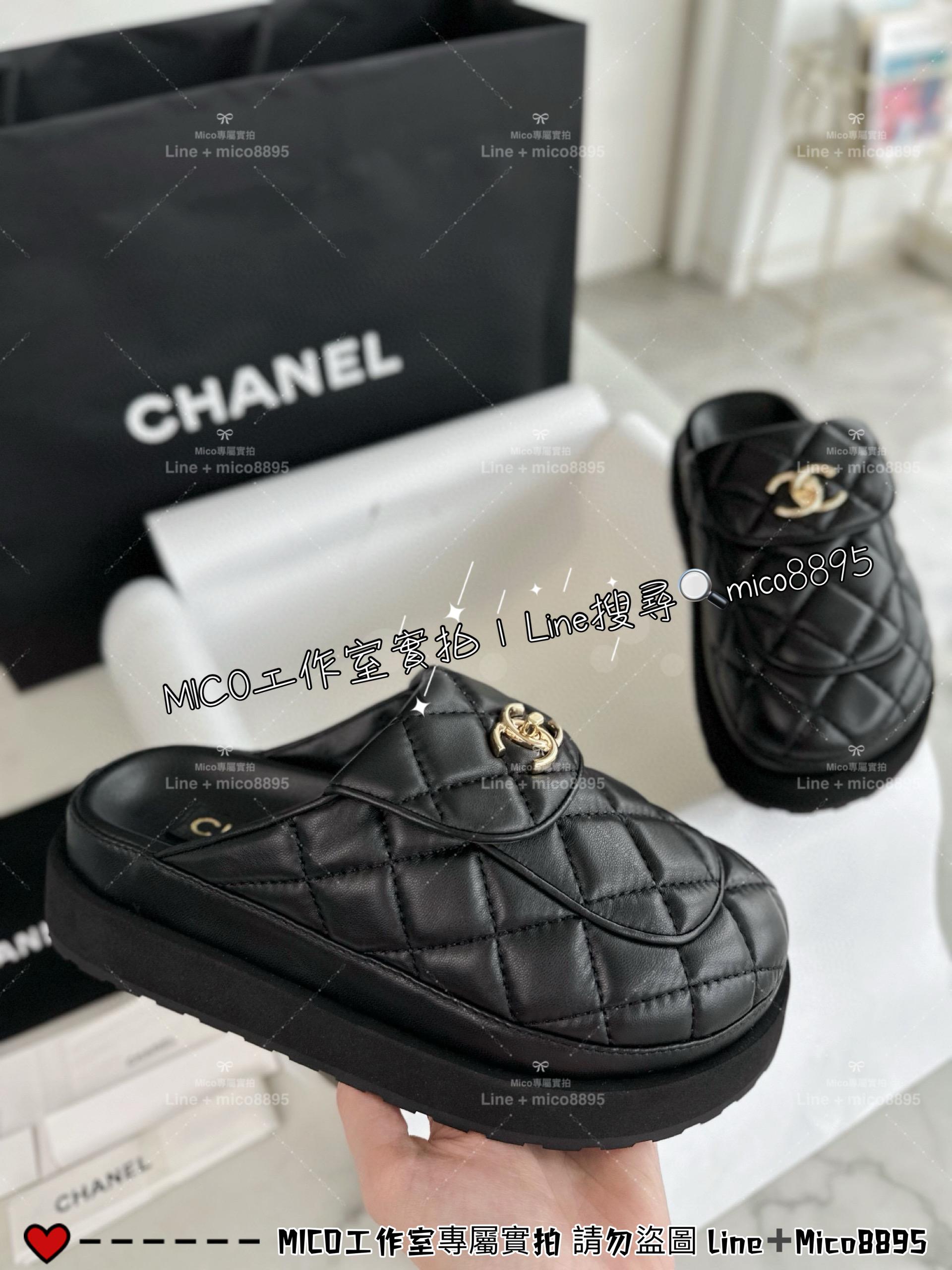 CHANEL｜24c 羊皮菱格勃肯拖鞋/麵包鞋/女鞋/拖鞋 35-40