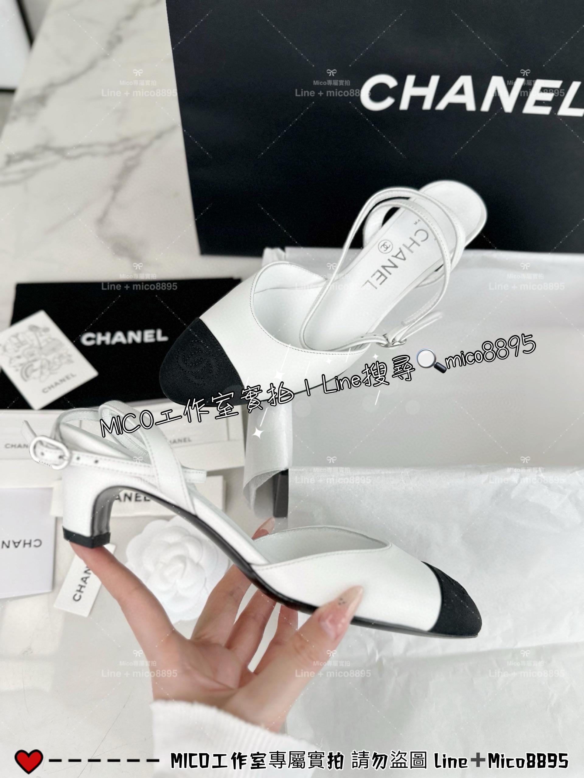 CHANEL｜24s 小圓頭設計 後跟繫帶女鞋/跟鞋 4.5cm 35-40