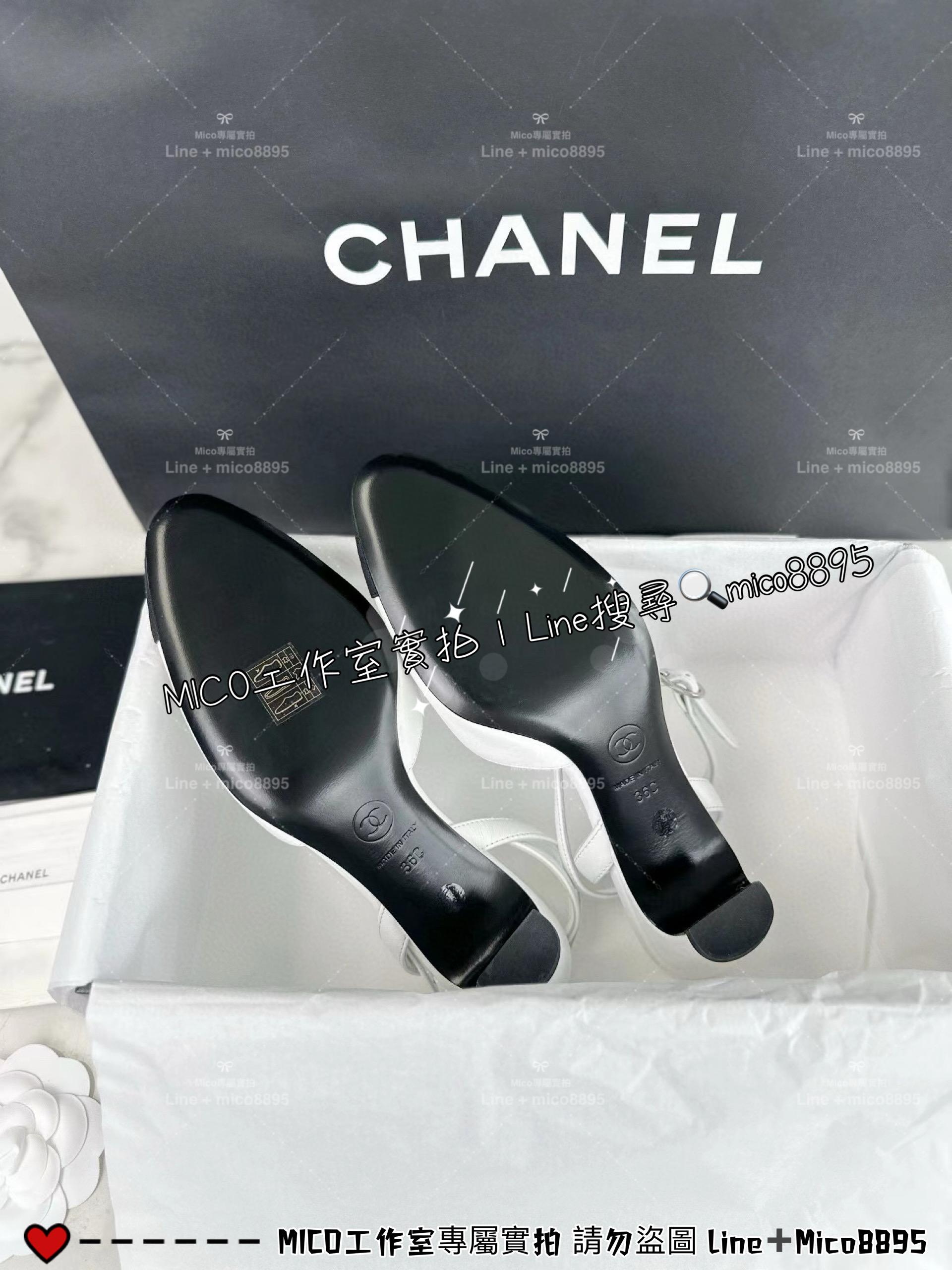 CHANEL｜24s 小圓頭設計 後跟繫帶女鞋/跟鞋 4.5cm 35-40