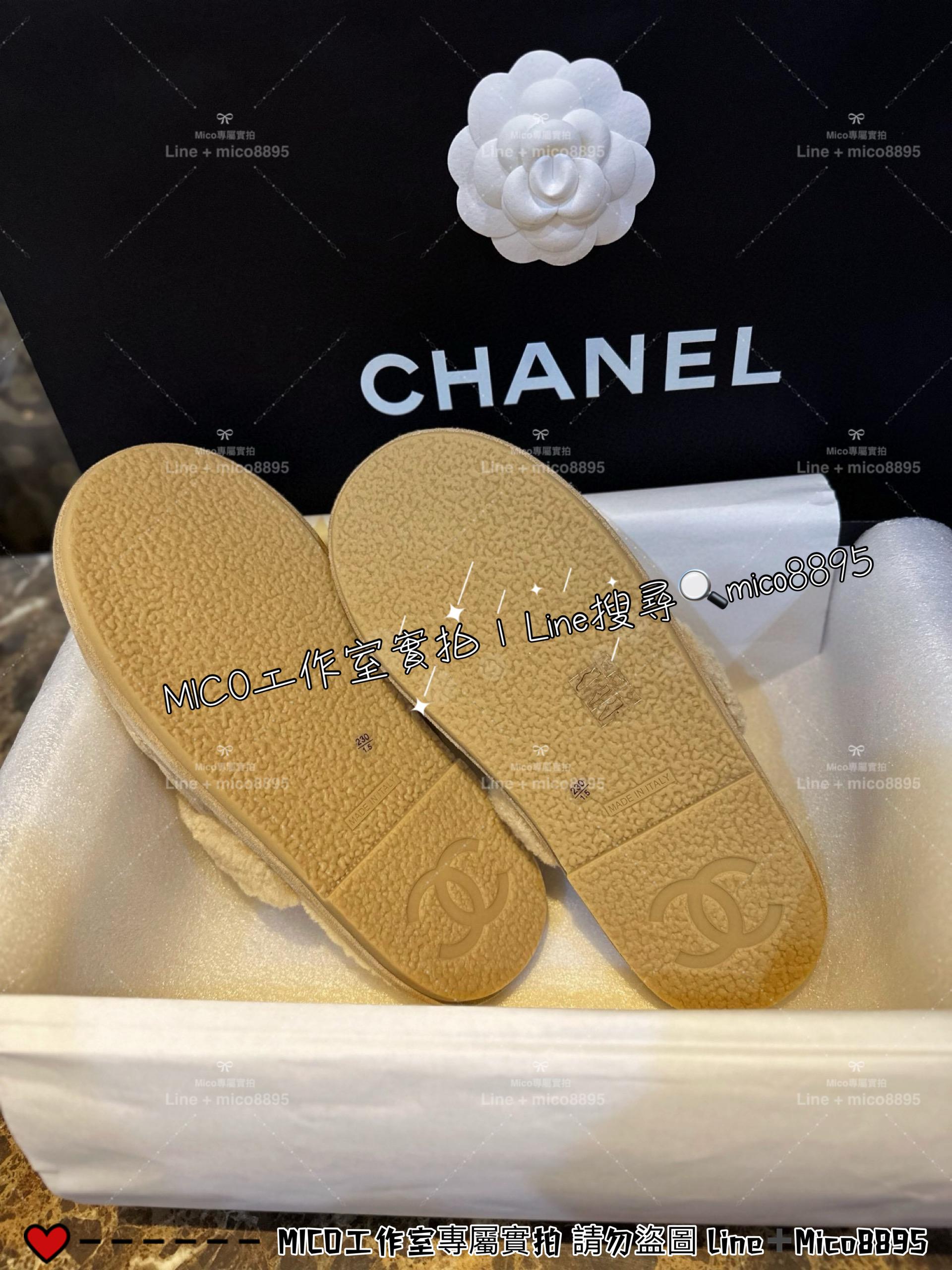 CHANEL｜𝟐𝟑𝐤 反绒羊羔毛菱格半拖/拖鞋 可當室內拖 女鞋 35-40