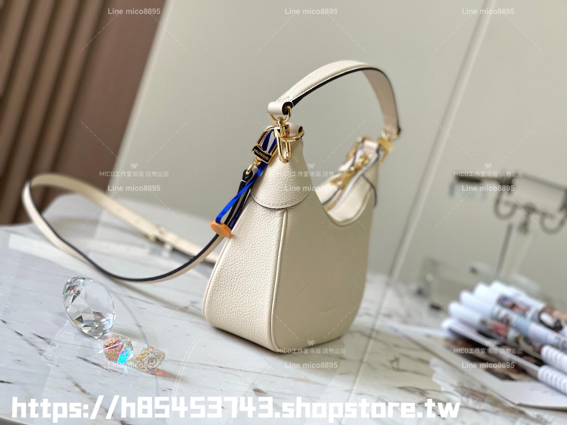 LV M46099 白色（壓花）全皮牛角包系列 Bagatelle 手袋 可斜跨肩背手提 24cm