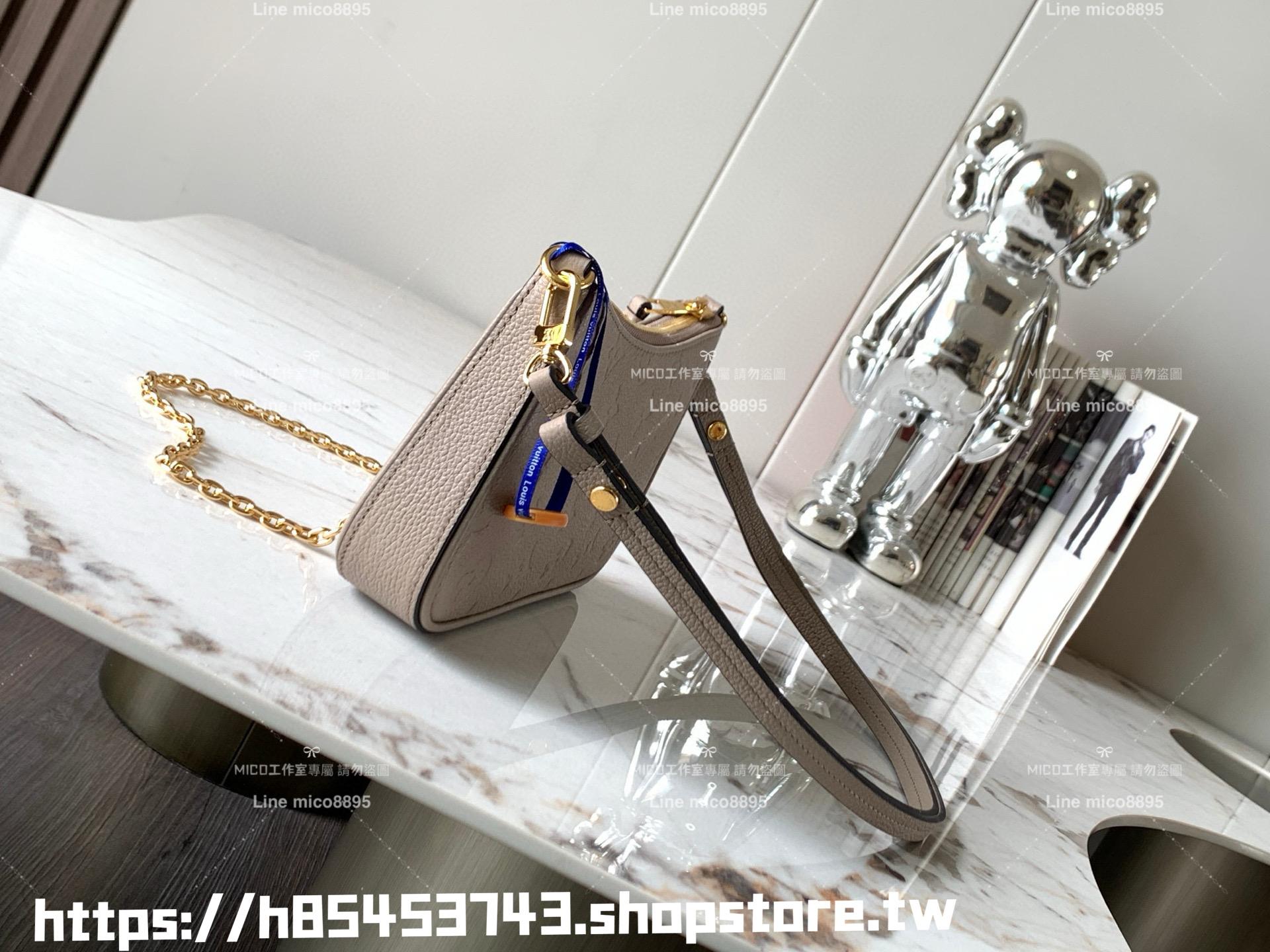 LV M81862 大象灰色 全皮壓紋麻將包 Easy Pouch On Strap 手袋 三合一包 19cm