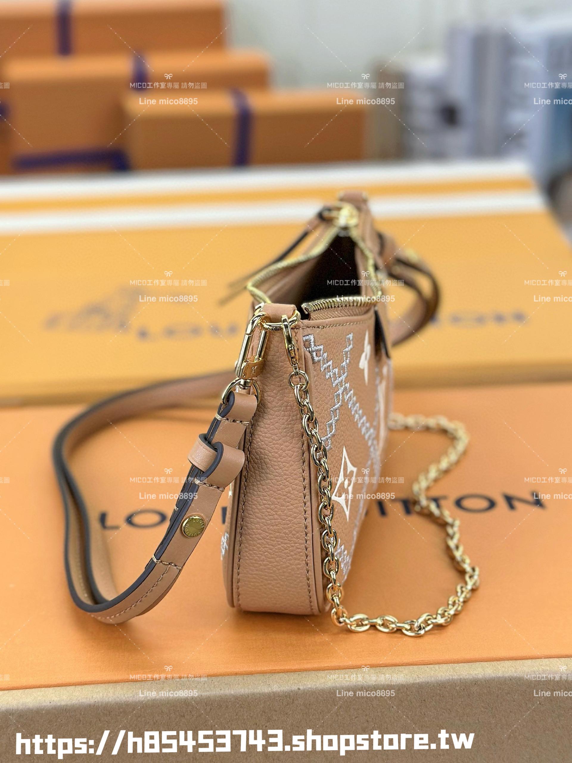 LV 22s春款 全皮壓紋麻將包 Easy Pouch On Strap 手袋 三合一包 19cm