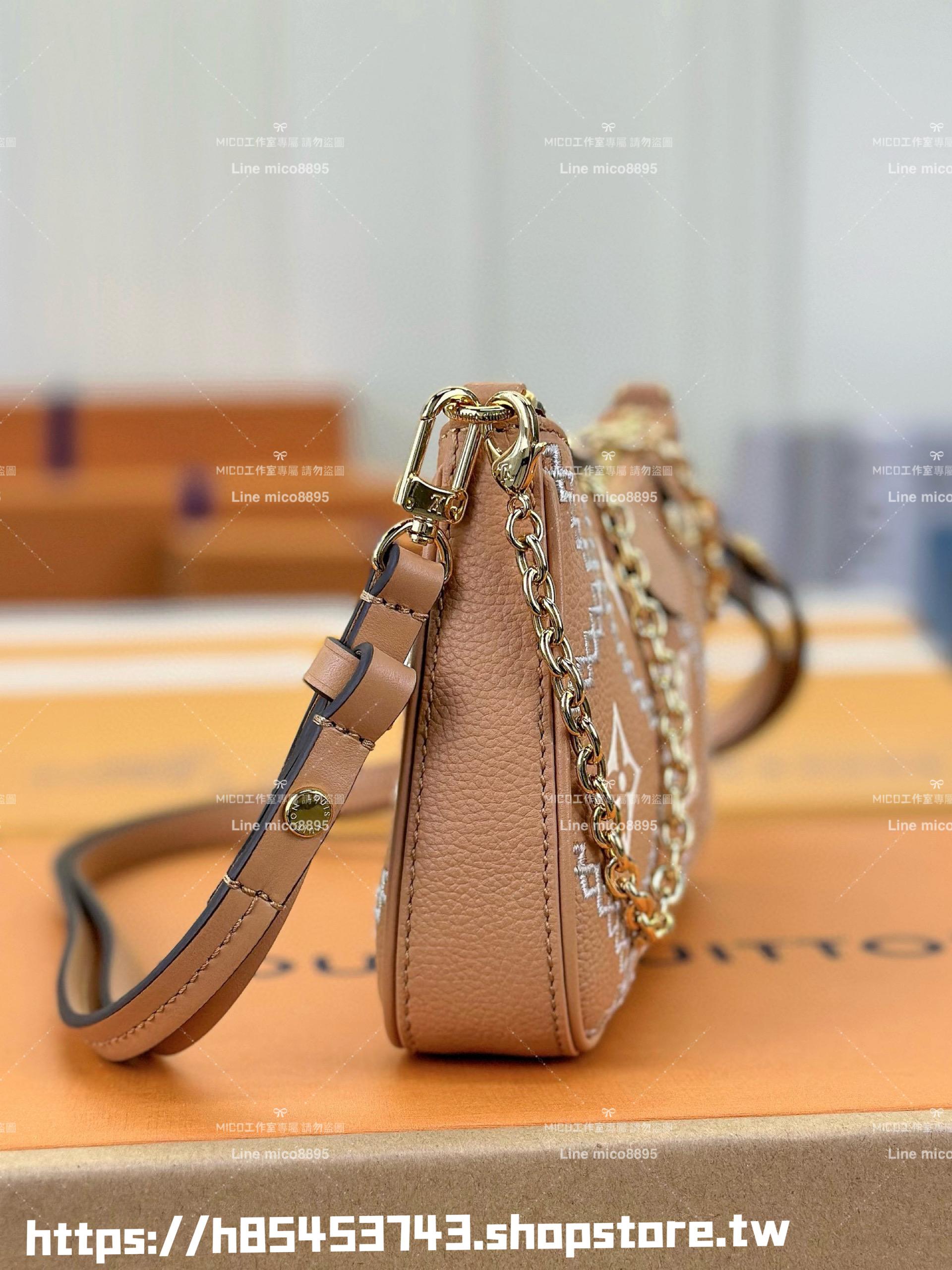 LV 22s春款 全皮壓紋麻將包 Easy Pouch On Strap 手袋 三合一包 19cm