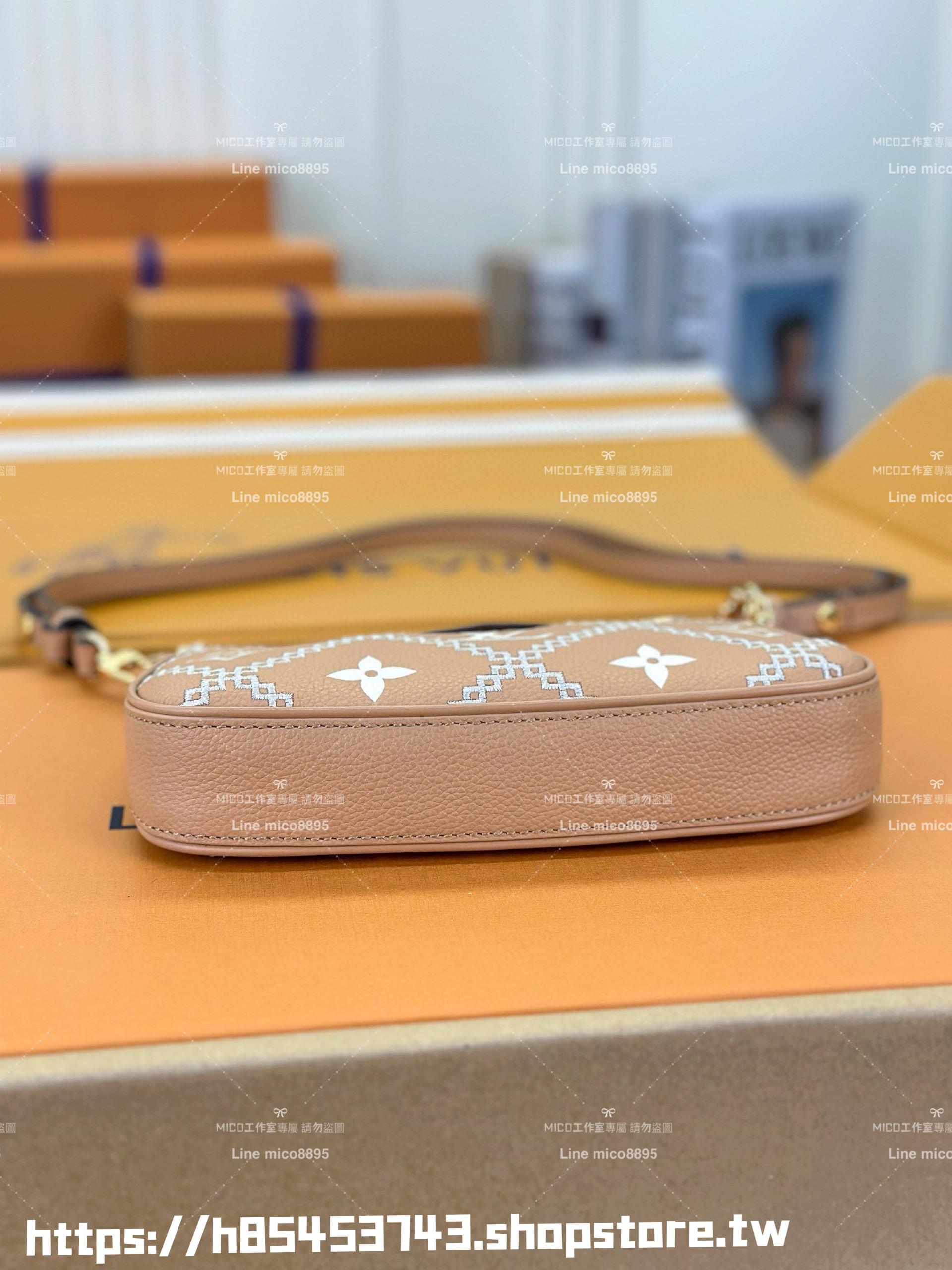 LV 22s春款 全皮壓紋麻將包 Easy Pouch On Strap 手袋 三合一包 19cm