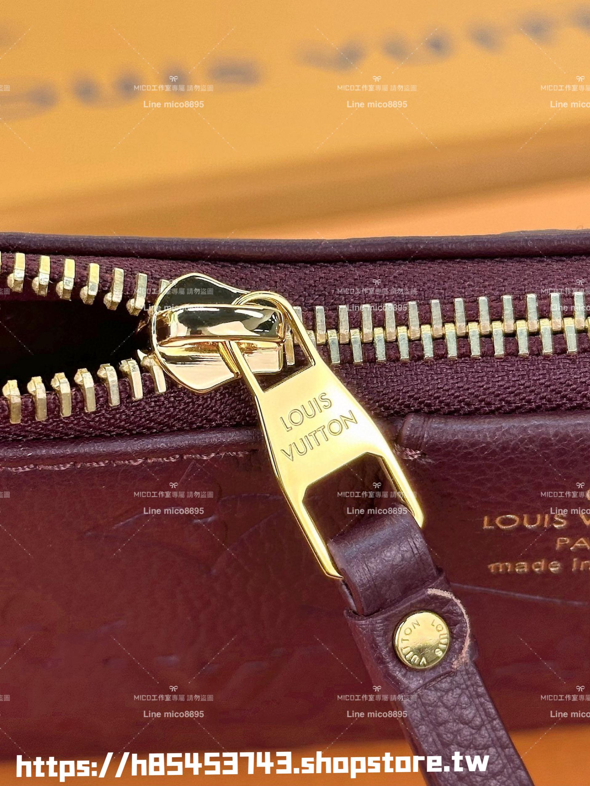 LV 深酒紅全皮壓紋麻將包 Easy Pouch On Strap 手袋 三合一包 19cm