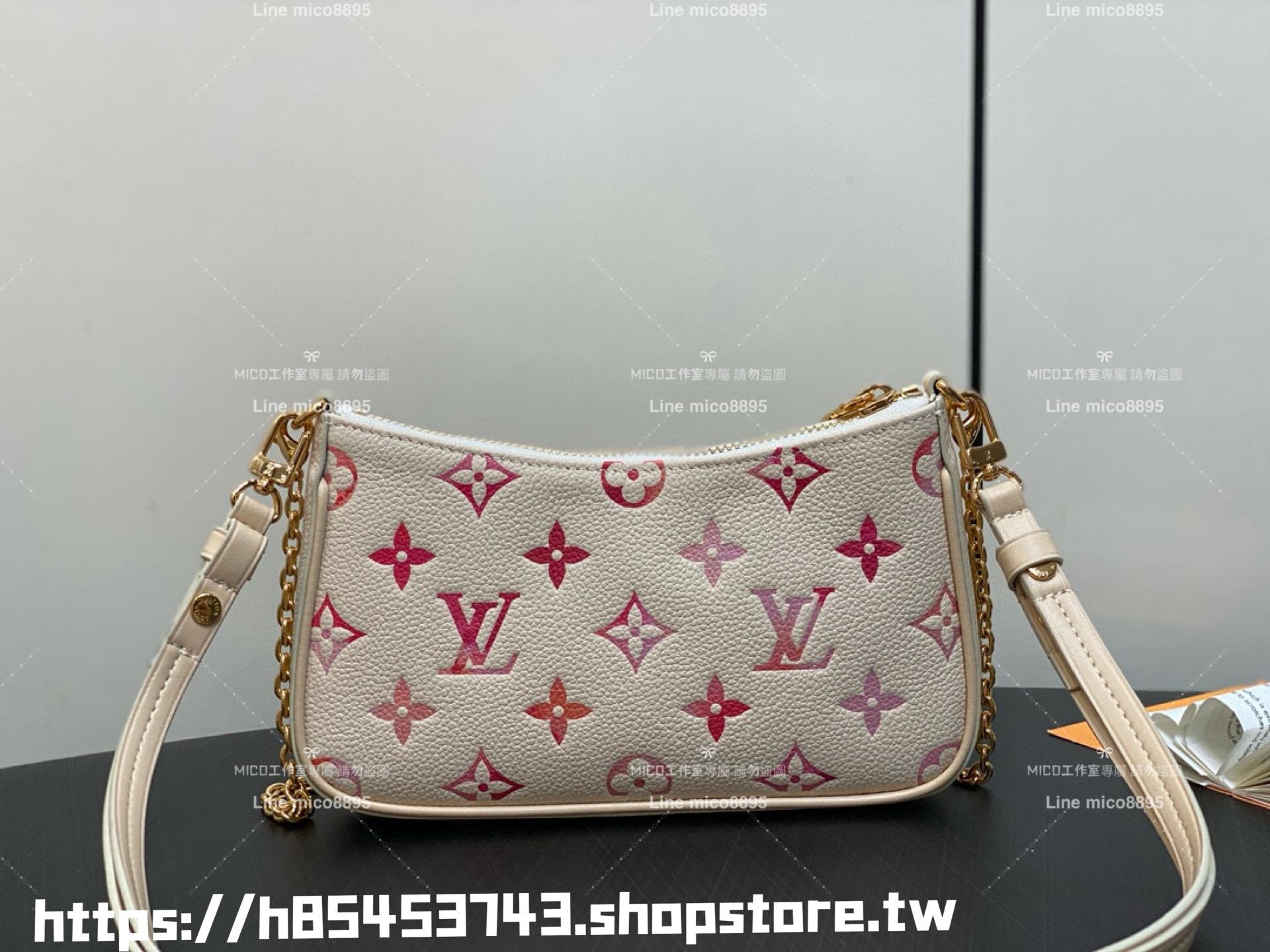 LV 24s限定款 m83448 草莓牛奶 全皮壓紋麻將包 Easy Pouch On Strap 手袋 三合一包 19cm