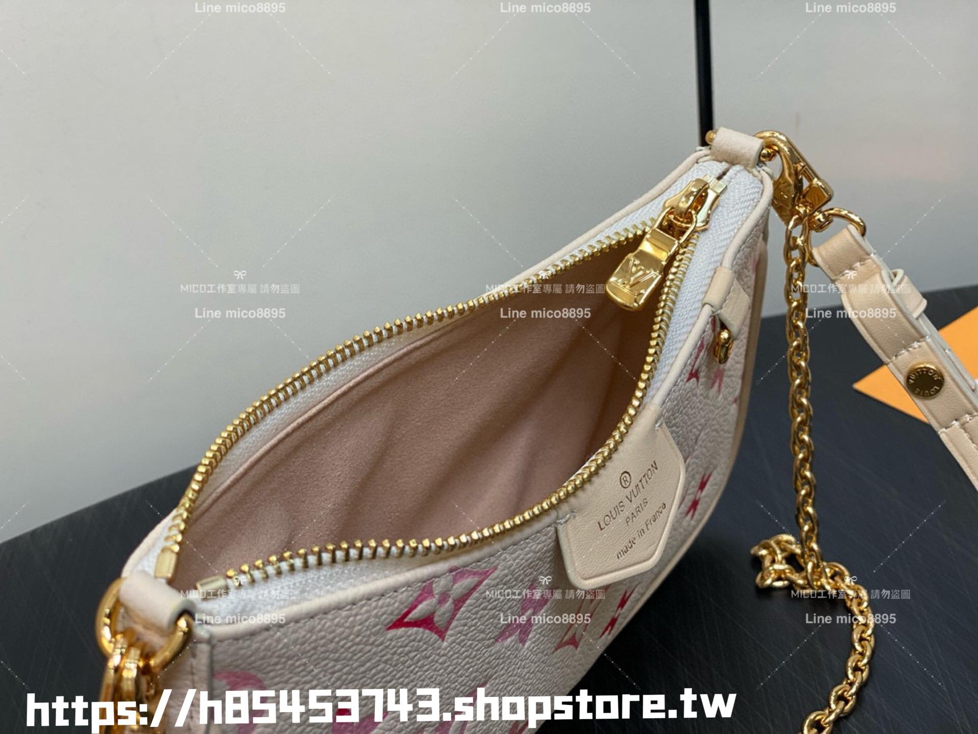 LV 24s限定款 m83448 草莓牛奶 全皮壓紋麻將包 Easy Pouch On Strap 手袋 三合一包 19cm