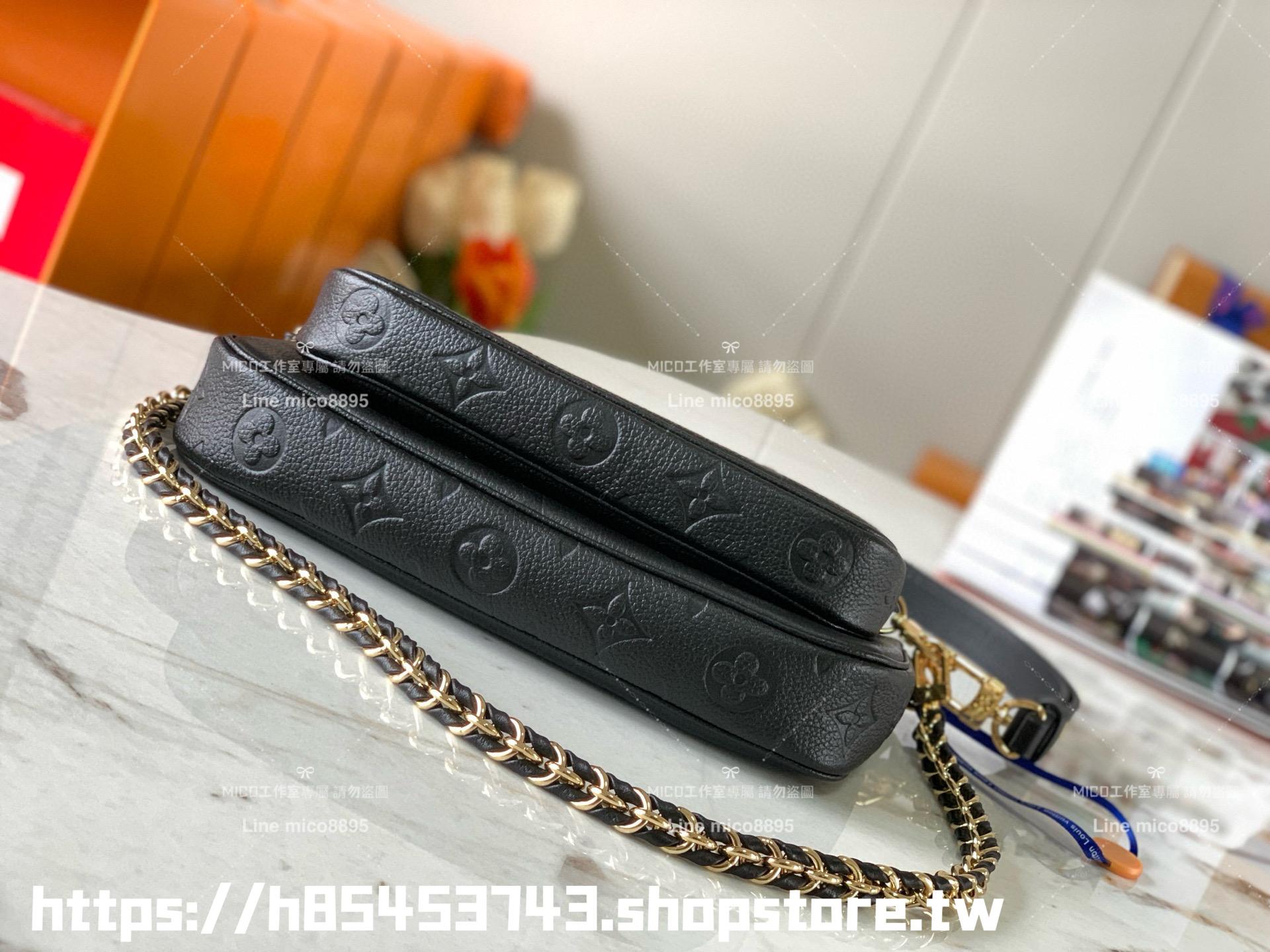 LV M80399 黑色壓紋皮革 Multi MULTI POCHETTE ACCESSOIRES 四合一麻將包 多種背法 24cm