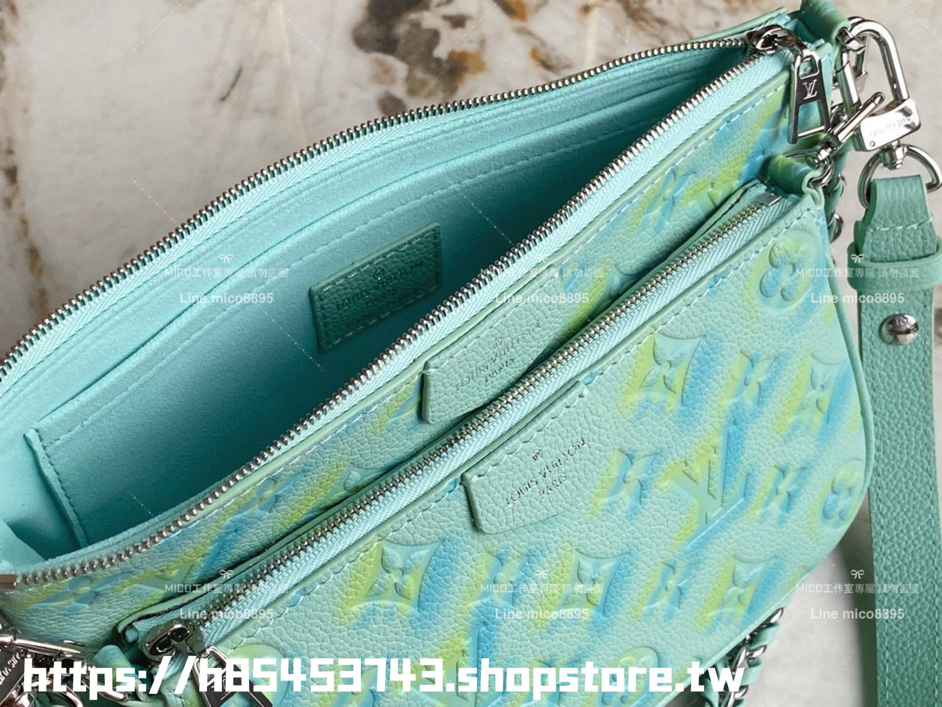 LV 星辰系列 m46180 綠色壓紋 Multi MULTI POCHETTE ACCESSOIRES 四合一麻將包 多種背法 24cm