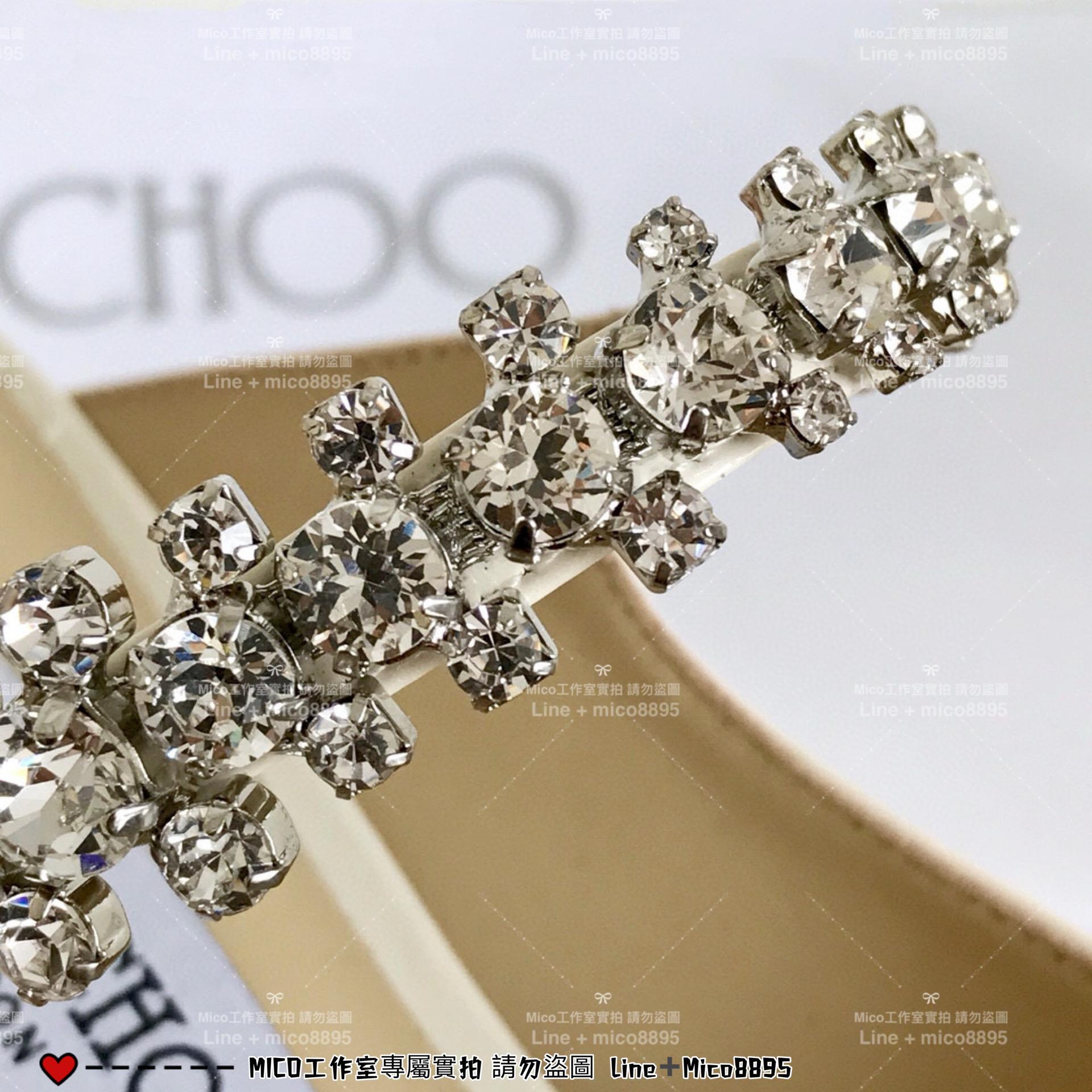 Jimmy Choo｜白色漆皮 尖頭水晶鑽鏈條高跟鞋 女鞋 氣質款 6.5cm 35-40偏小一碼