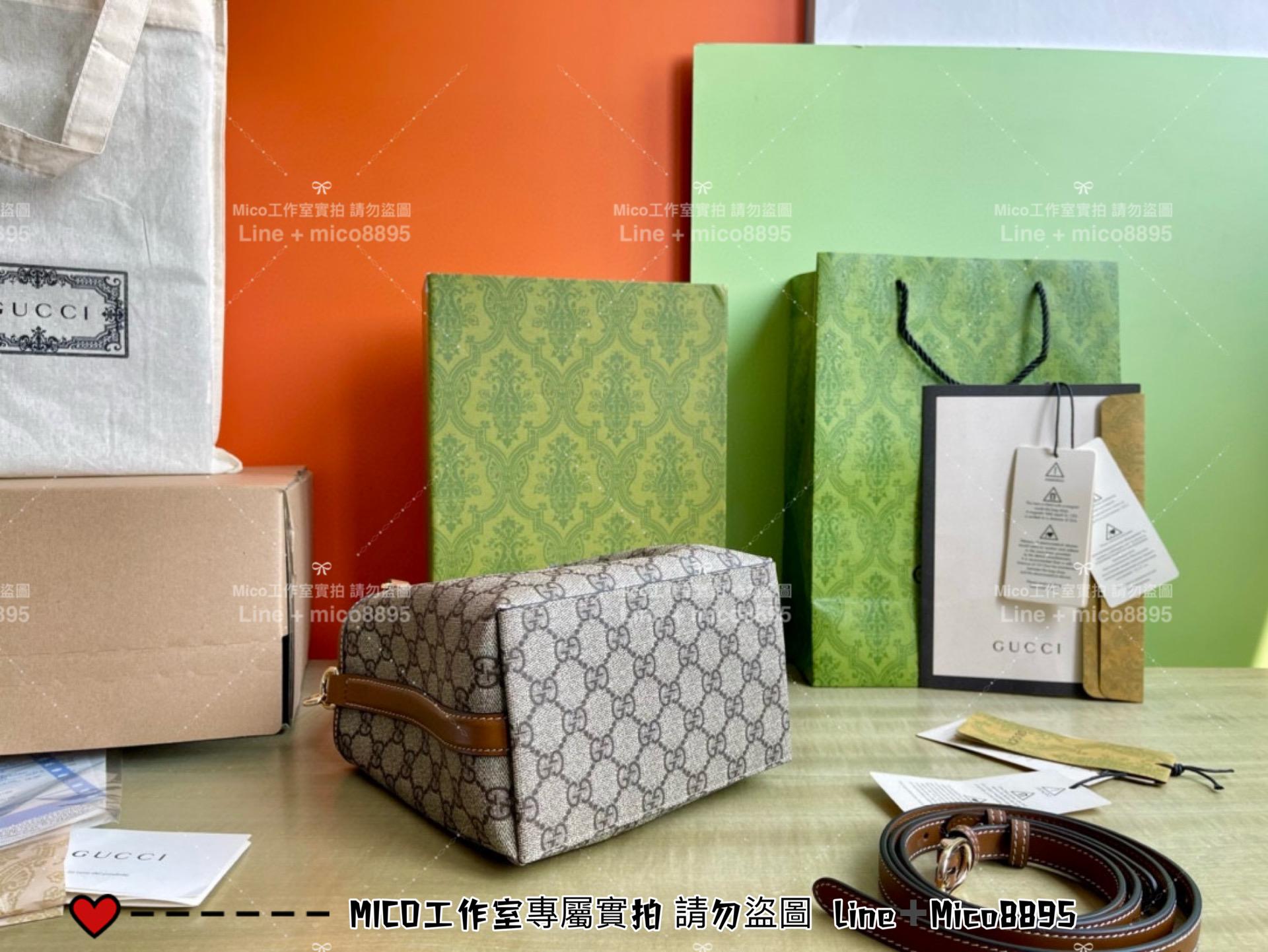 GUCCI 早秋新款 EMBLEM系列 老花GG小水桶包 手提斜跨包 20cm