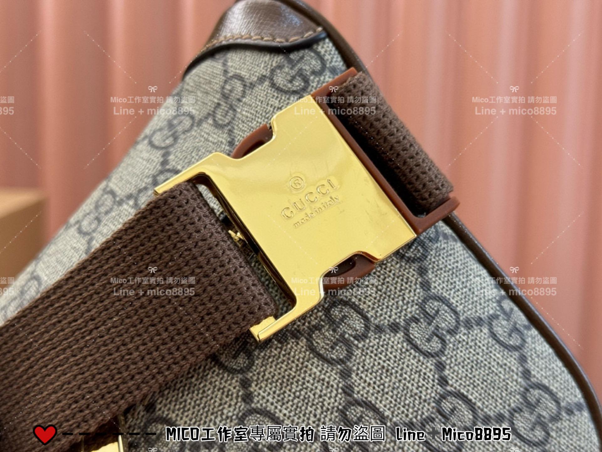 GUCCI 棕色 OPHIDIA系列老花腰包 胸包 男包 26cm