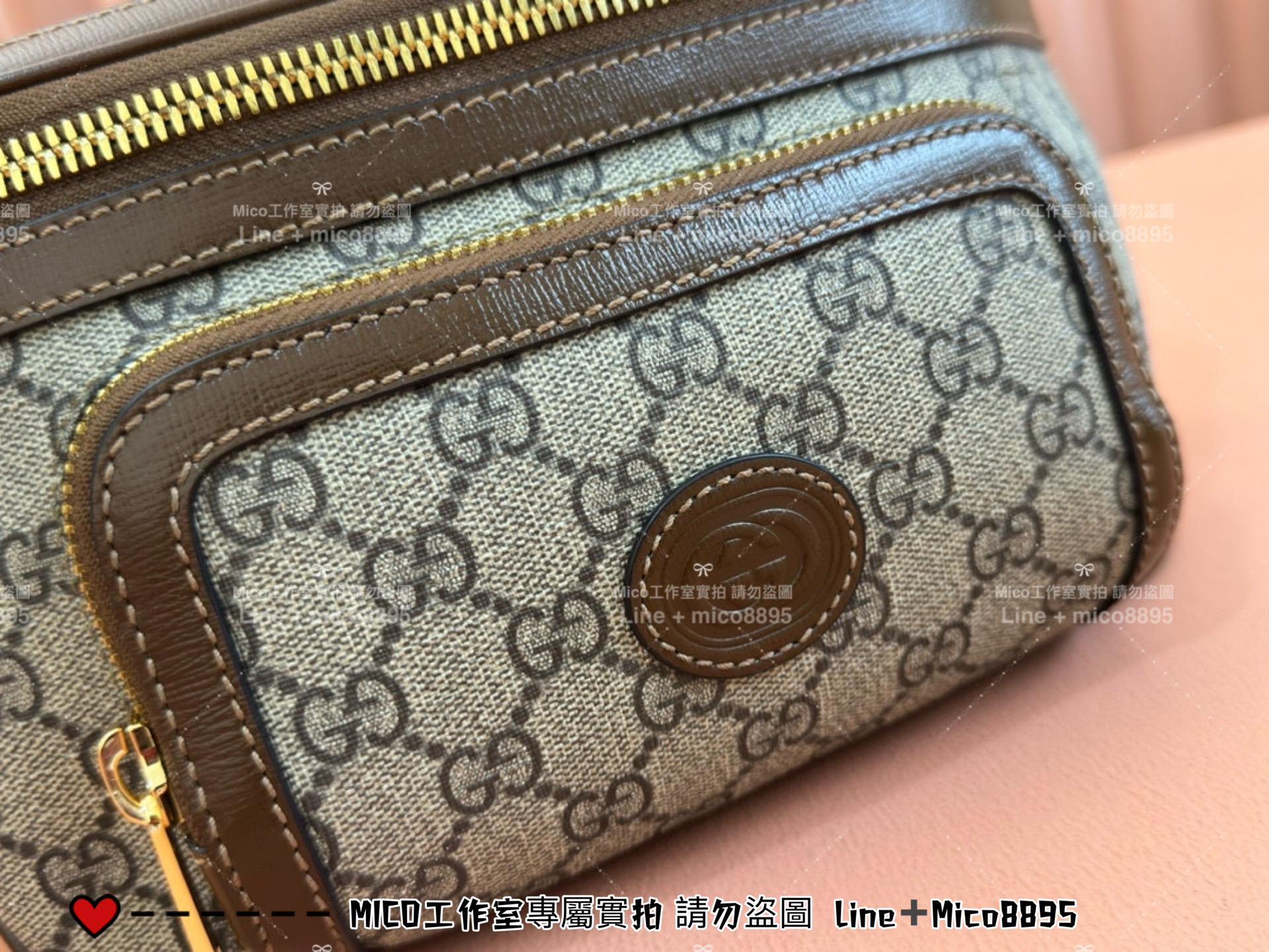 GUCCI 棕色 OPHIDIA系列老花腰包 胸包 男包 26cm