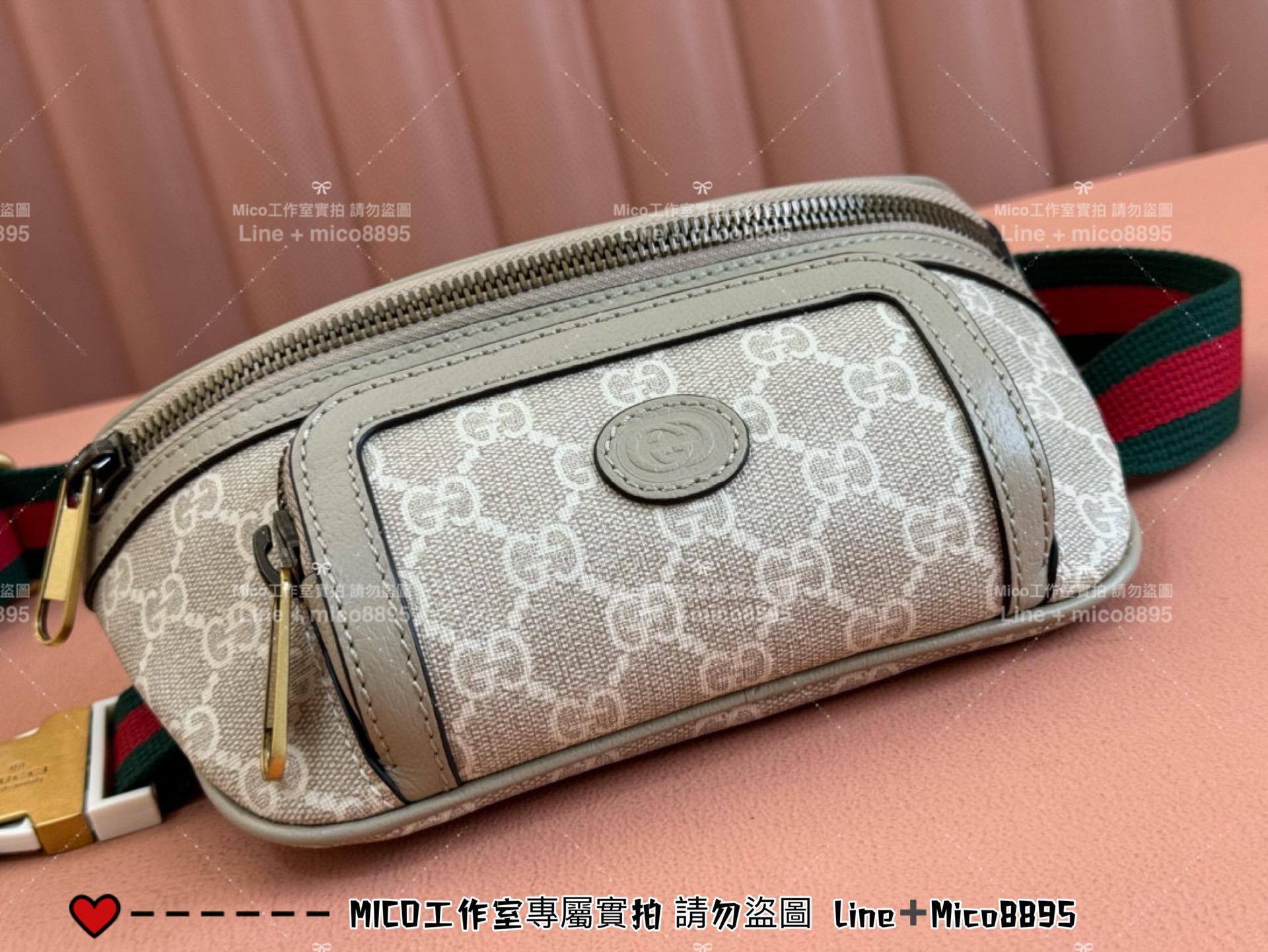 GUCCI 米色小號 Ophidia系列老花腰包 Retro胸包 男包 女包 小號24cm