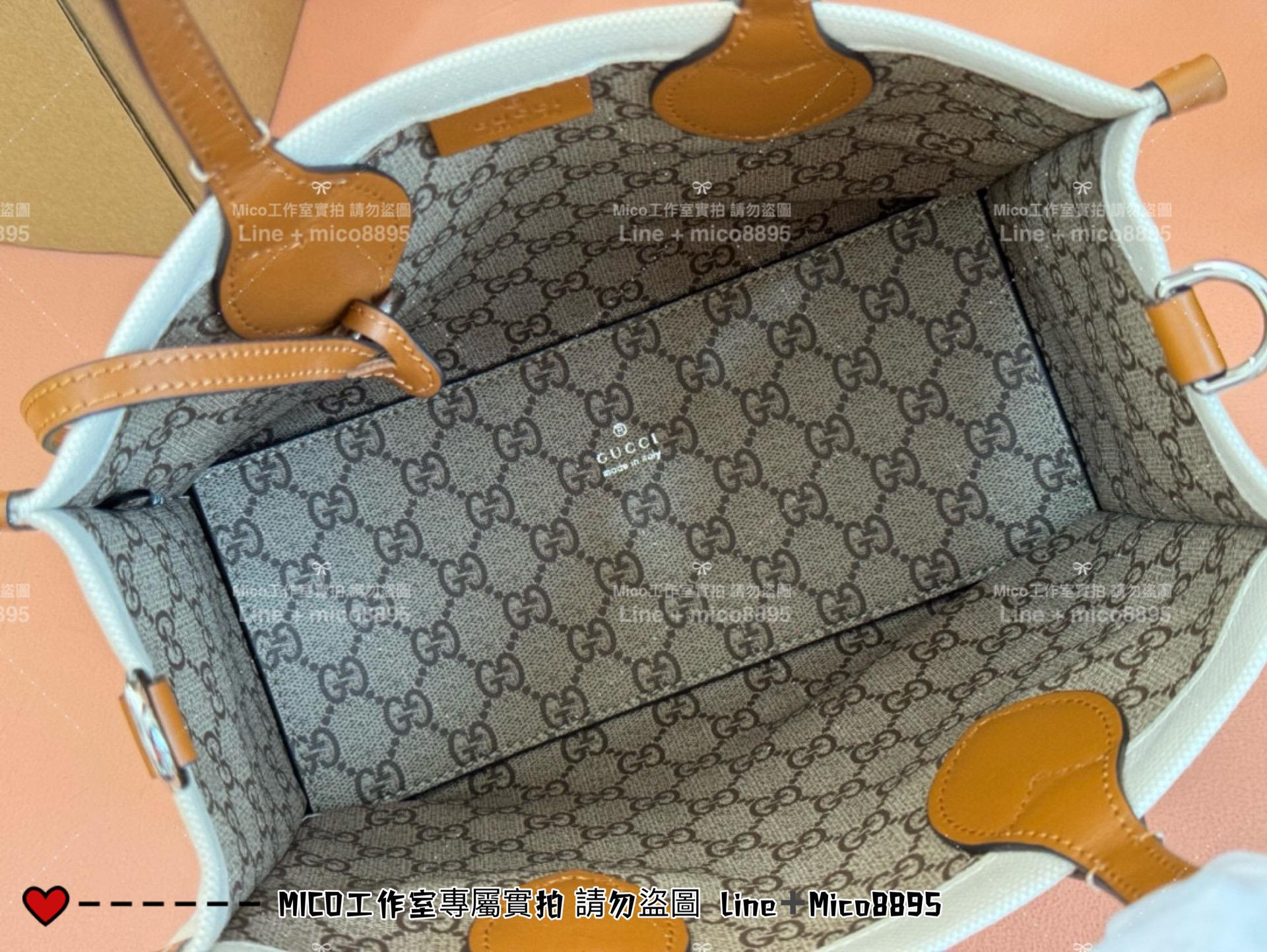 GUCCI 24春夏款 帆布托特包 棕色小號 28cm 可手提與斜挎