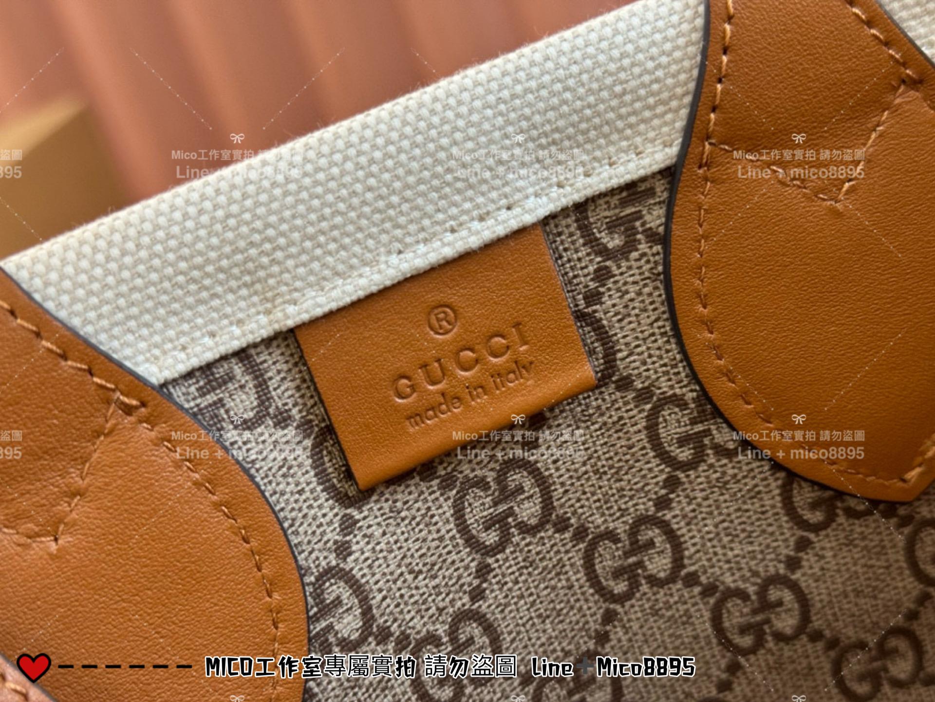 GUCCI 24春夏款 帆布托特包 棕色小號 28cm 可手提與斜挎