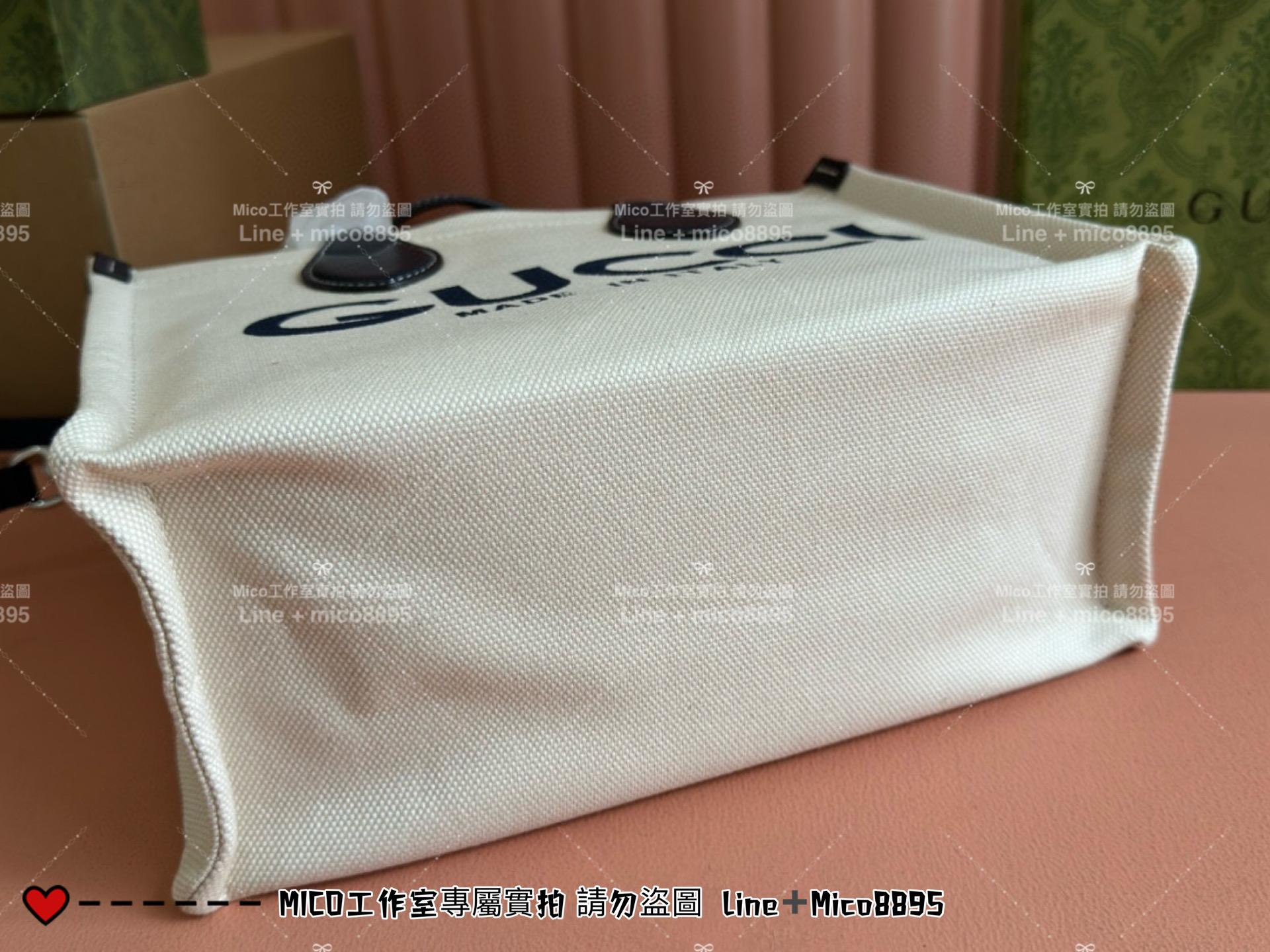 GUCCI 24春夏款 帆布托特包 烏木色小號 28cm 可手提與斜挎