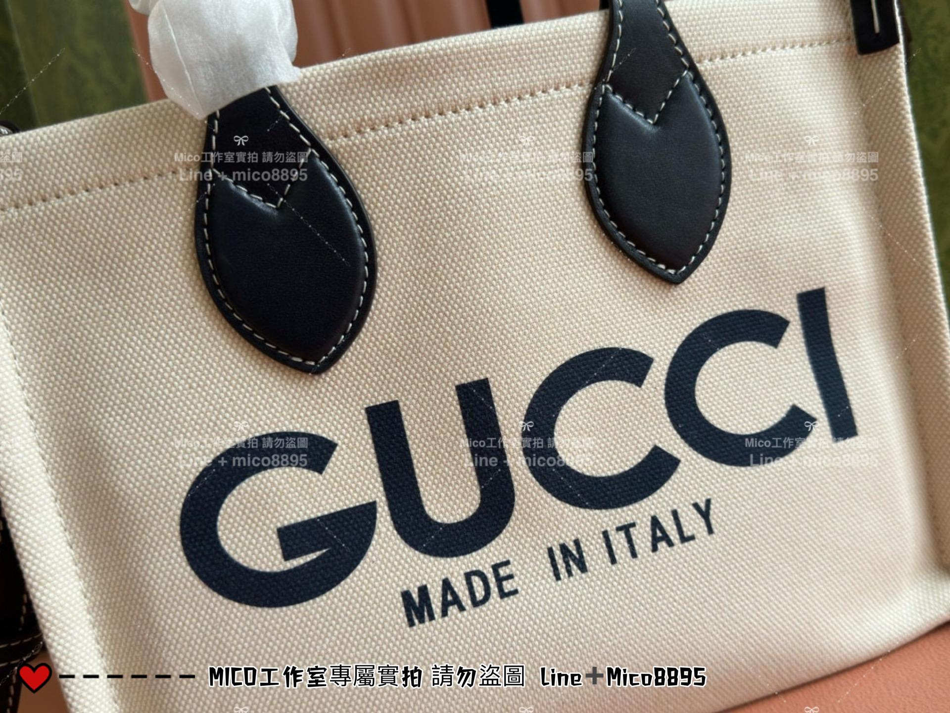 GUCCI 24春夏款 帆布托特包 烏木色小號 28cm 可手提與斜挎