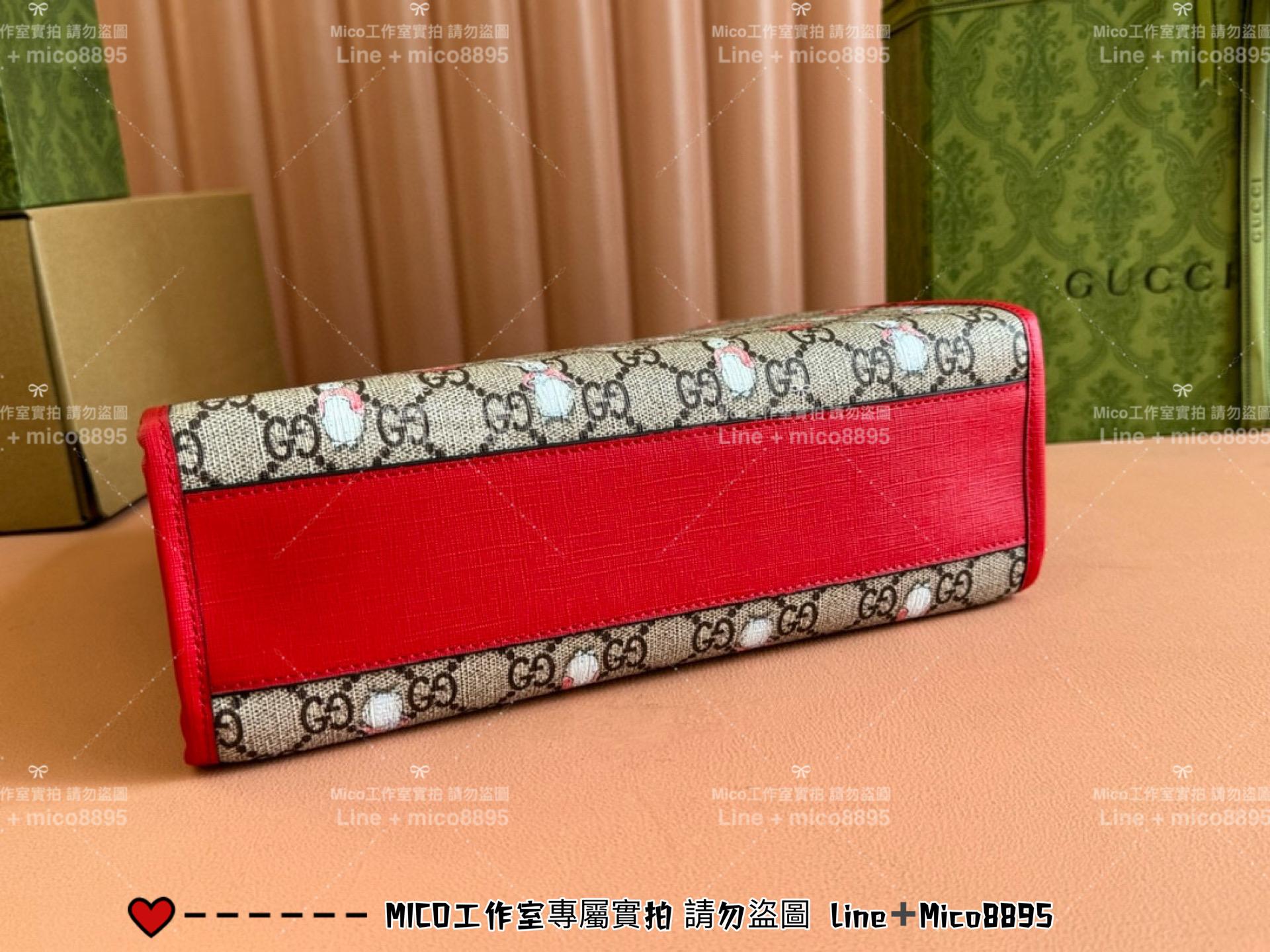 GUCCI 24S 插畫家聯名兒童包系列 兔子印花手提包 28.5cm