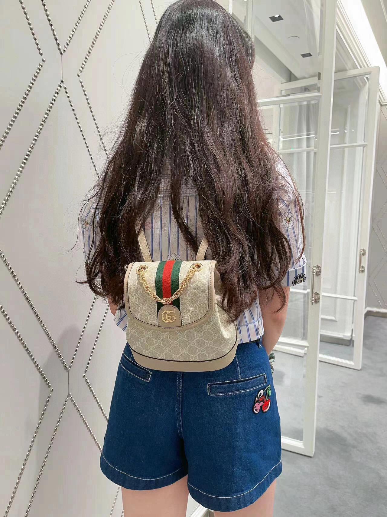GUCCI 燕麥色 Ophidia mini雙肩包 小書包 後背包 20cm