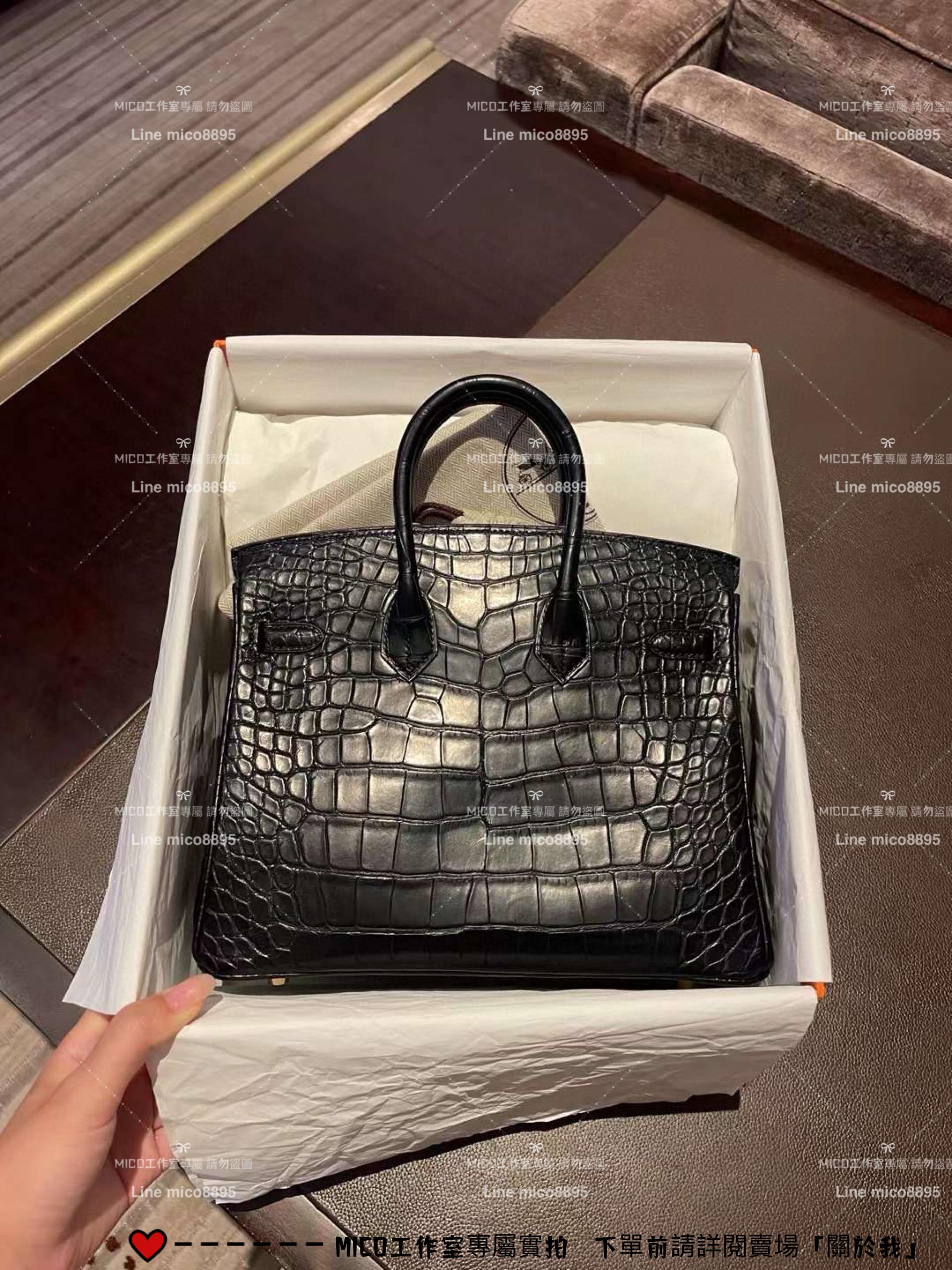 HERMES Birkin25霧面鱷魚黑色 美洲霧面鱷魚 高級純手工製作