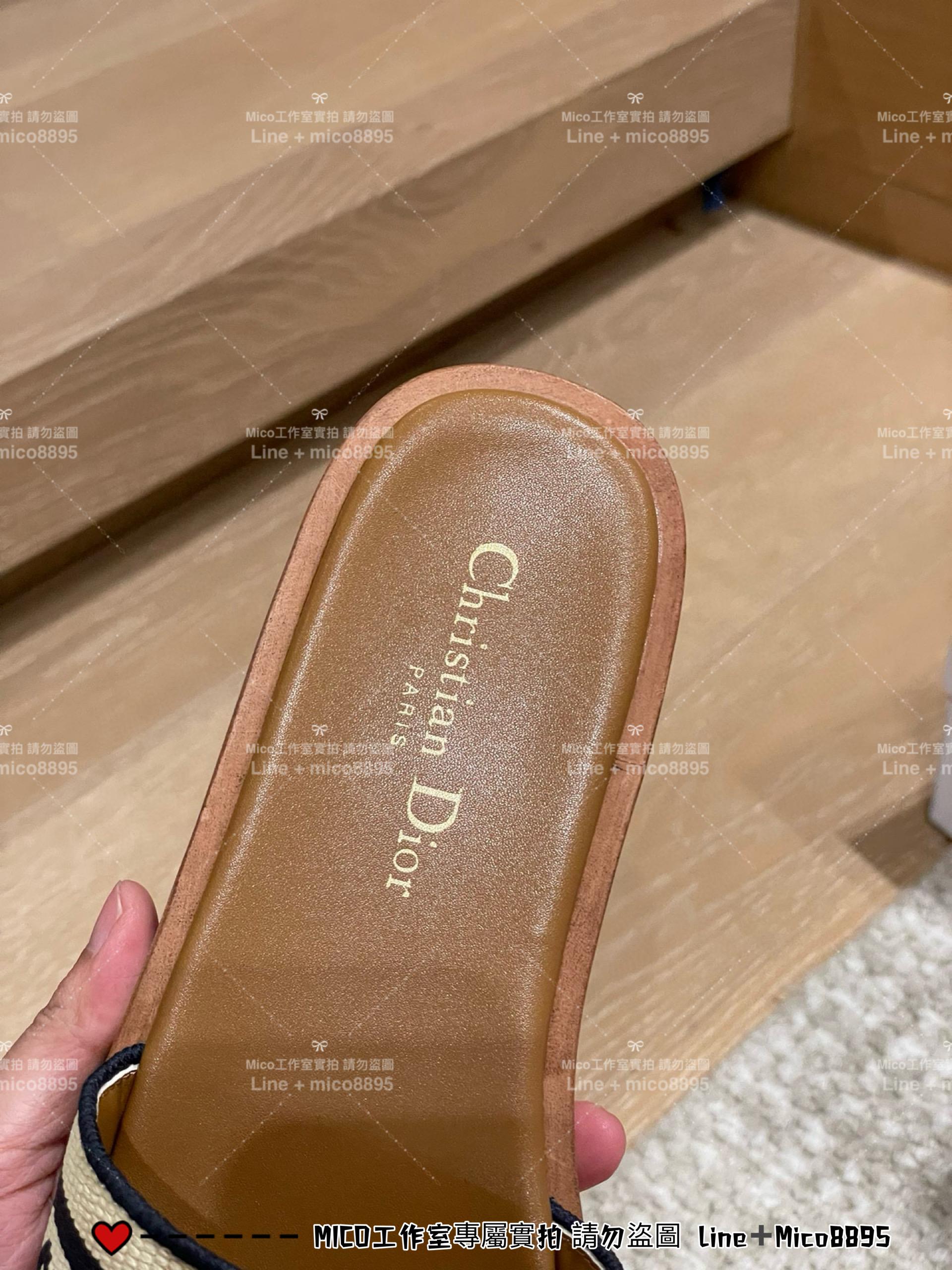 DIOR 度假風格 黑色刺繡 Dway 厚底涼鞋 拖鞋 35-40