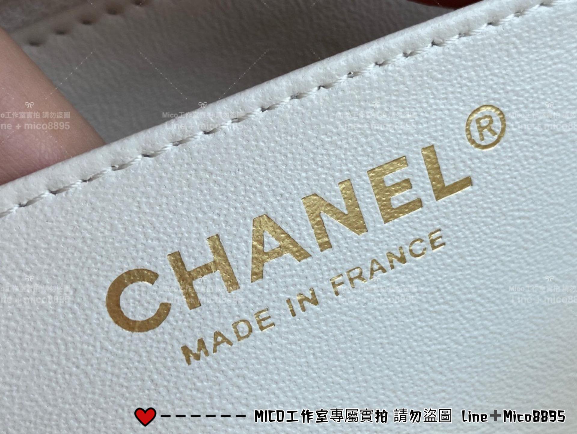 Chanel 香奈兒 21S 手提式CF口蓋包 仙女白 螞蟻紋牛皮/做舊五金 20cm