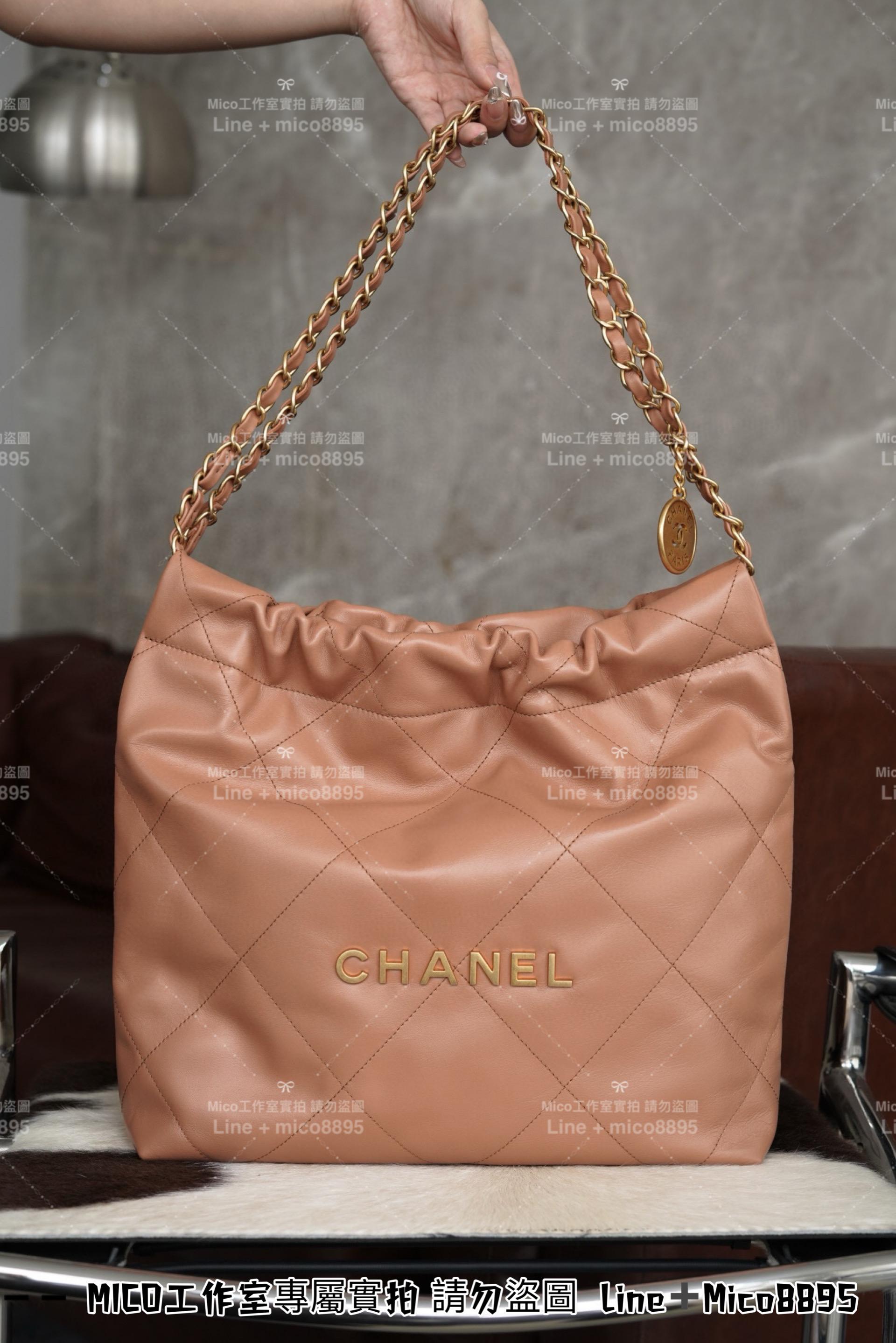 Chanel 香奈兒 22P 春夏新款 22手袋/22包 小號焦糖☄️購物袋 購物包 尺寸：35×37×7cm