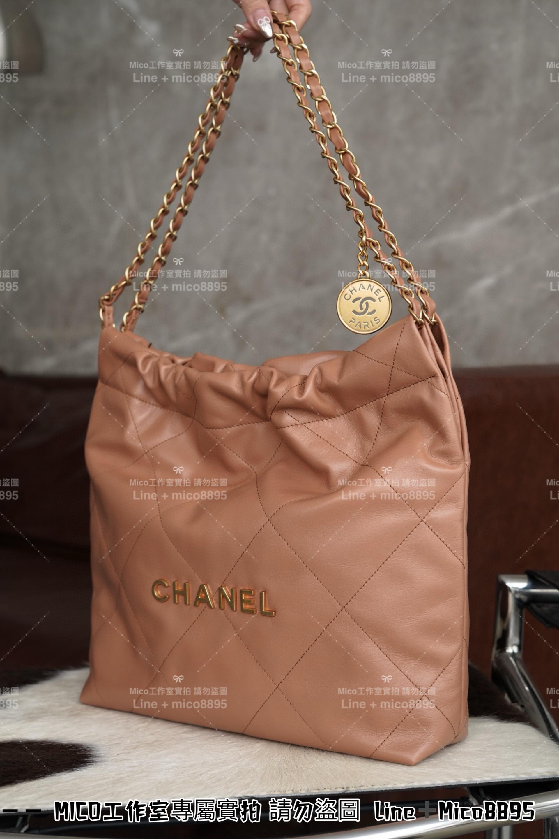 Chanel 香奈兒 22P 春夏新款 22手袋/22包 小號焦糖☄️購物袋 購物包 尺寸：35×37×7cm