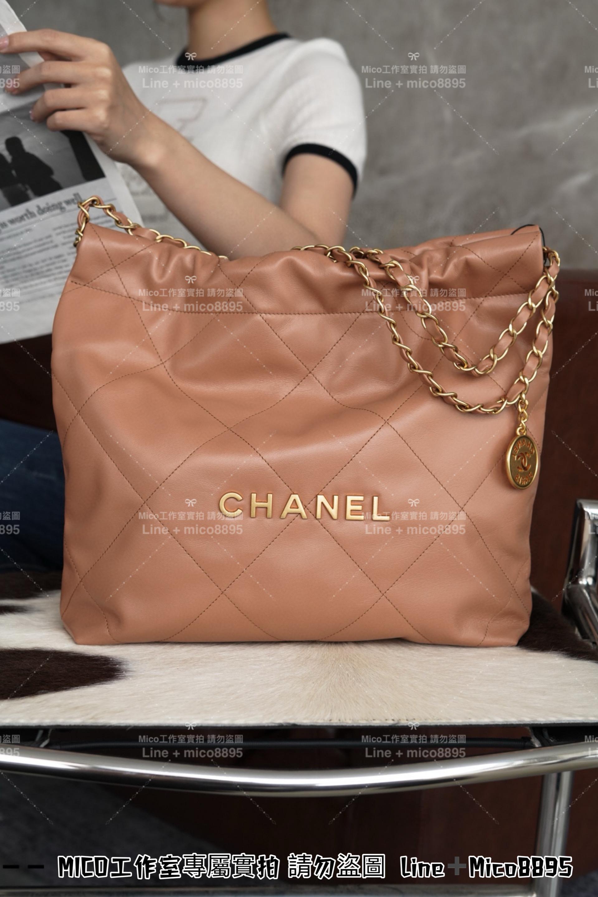 Chanel 香奈兒 22P 春夏新款 22手袋/22包 小號焦糖☄️購物袋 購物包 尺寸：35×37×7cm