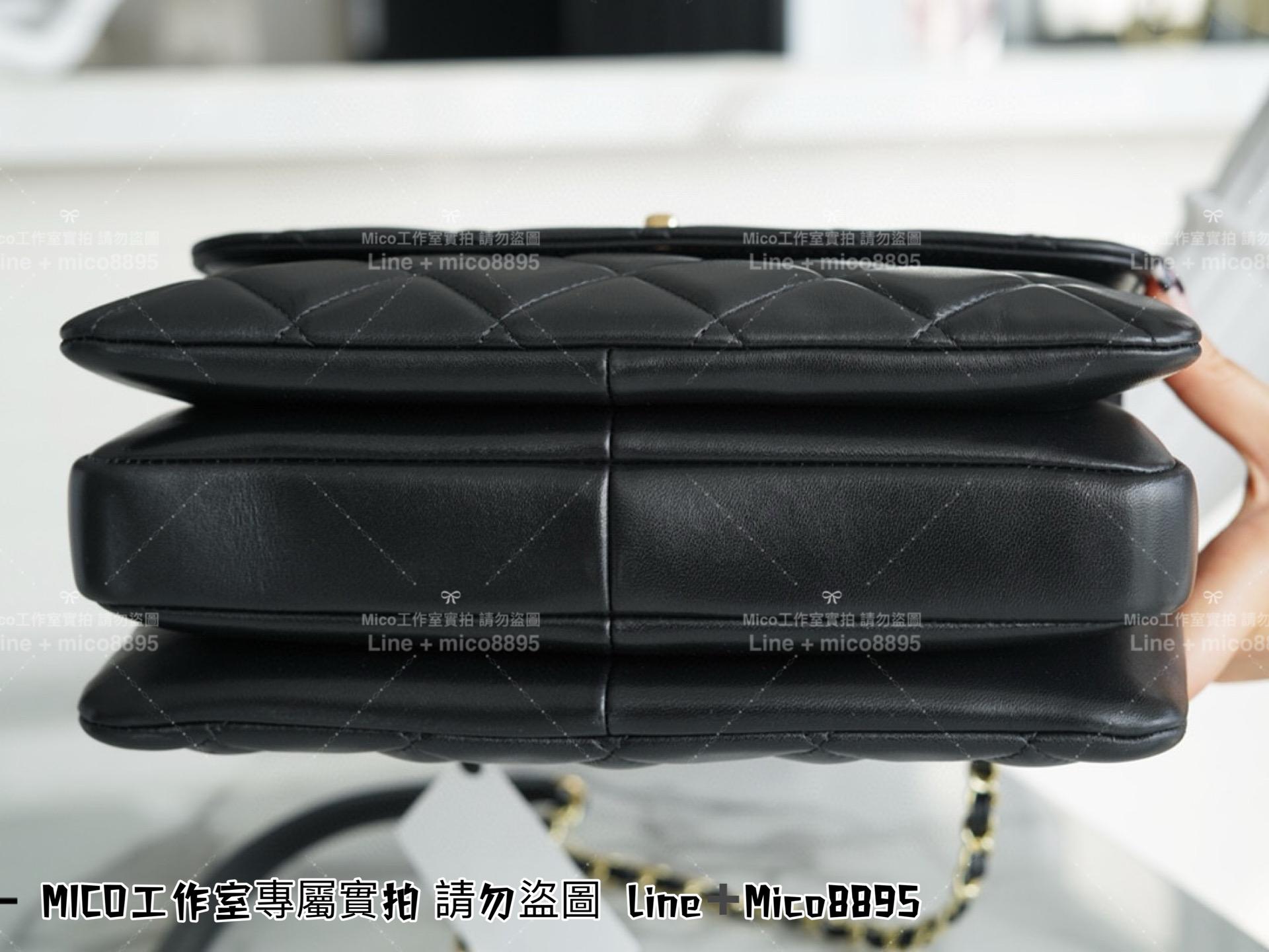 Chanel 香奈兒 知性風 黑色小羊皮 經典款 菱格Trendy cc 手提肩背風琴包 25cm