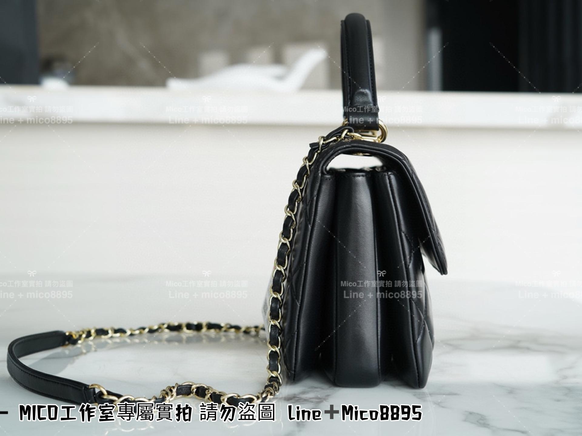 Chanel 香奈兒 知性風 黑色小羊皮 經典款 菱格Trendy cc 手提肩背風琴包 25cm