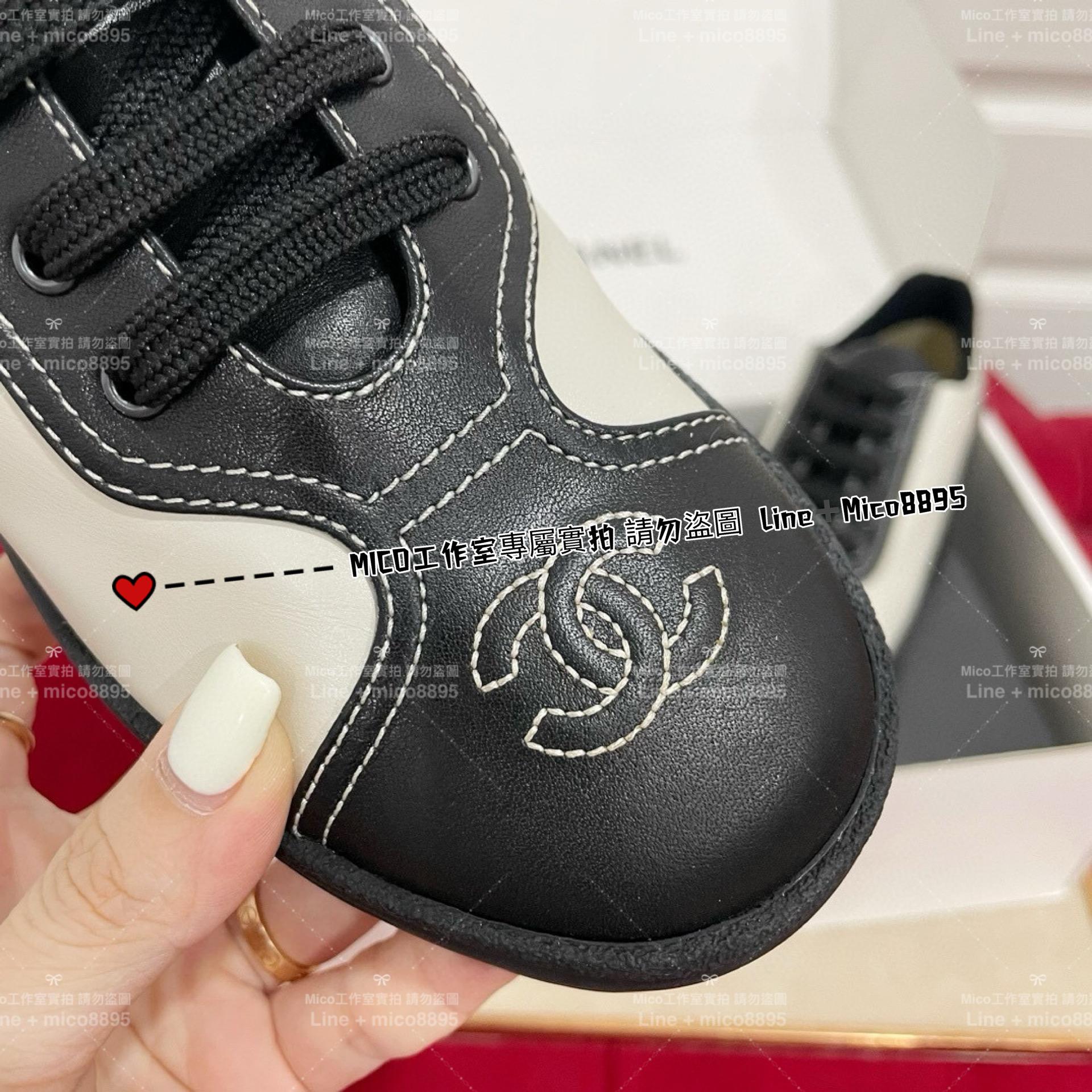 Chanel  Vigtage中古鞋，懷舊款 黑白拼接羊皮復古風休閒鞋 35-40