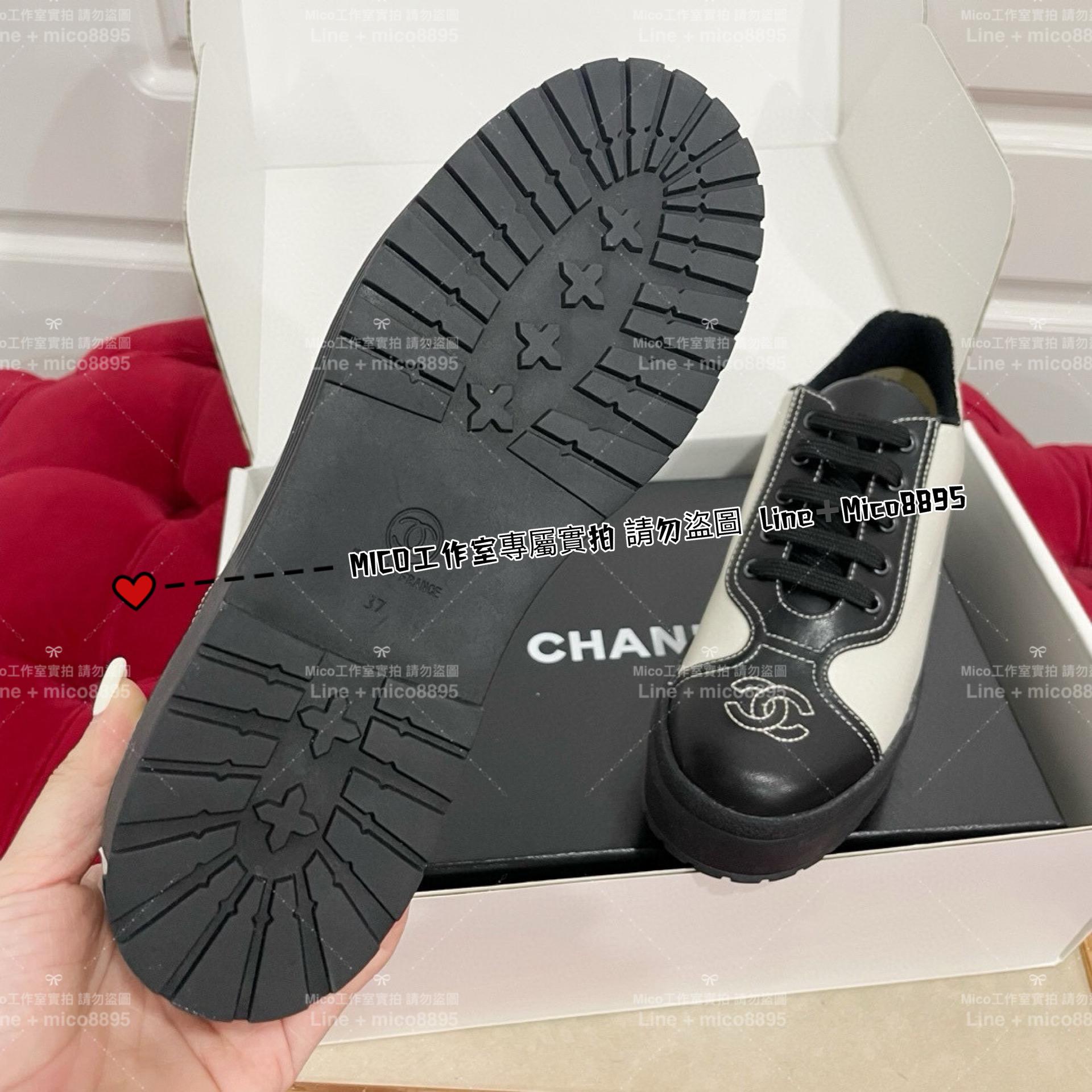 Chanel  Vigtage中古鞋，懷舊款 黑白拼接羊皮復古風休閒鞋 35-40