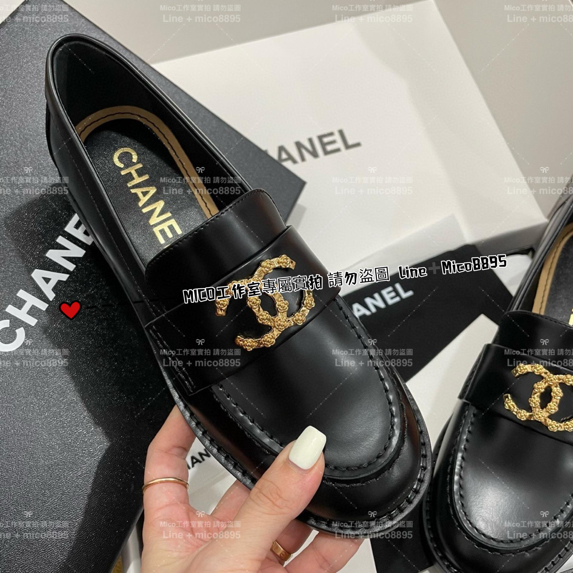 Chanel 山茶花雙C造型金屬釦樂福鞋 女鞋 35-40