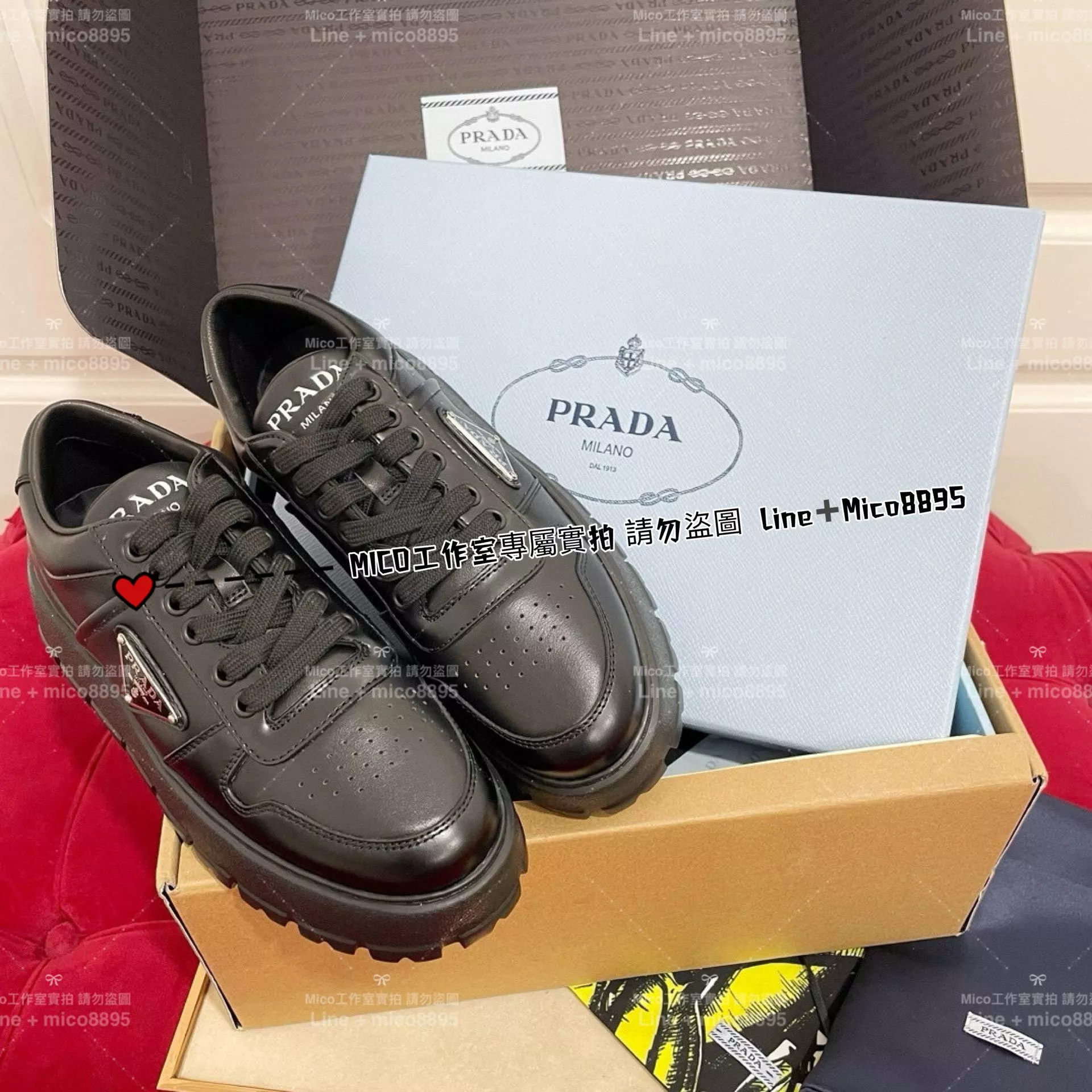 Prada 早秋秀款 黑色 側邊經典三角標 Sneaker Downtown運動鞋/休閒鞋 35-40