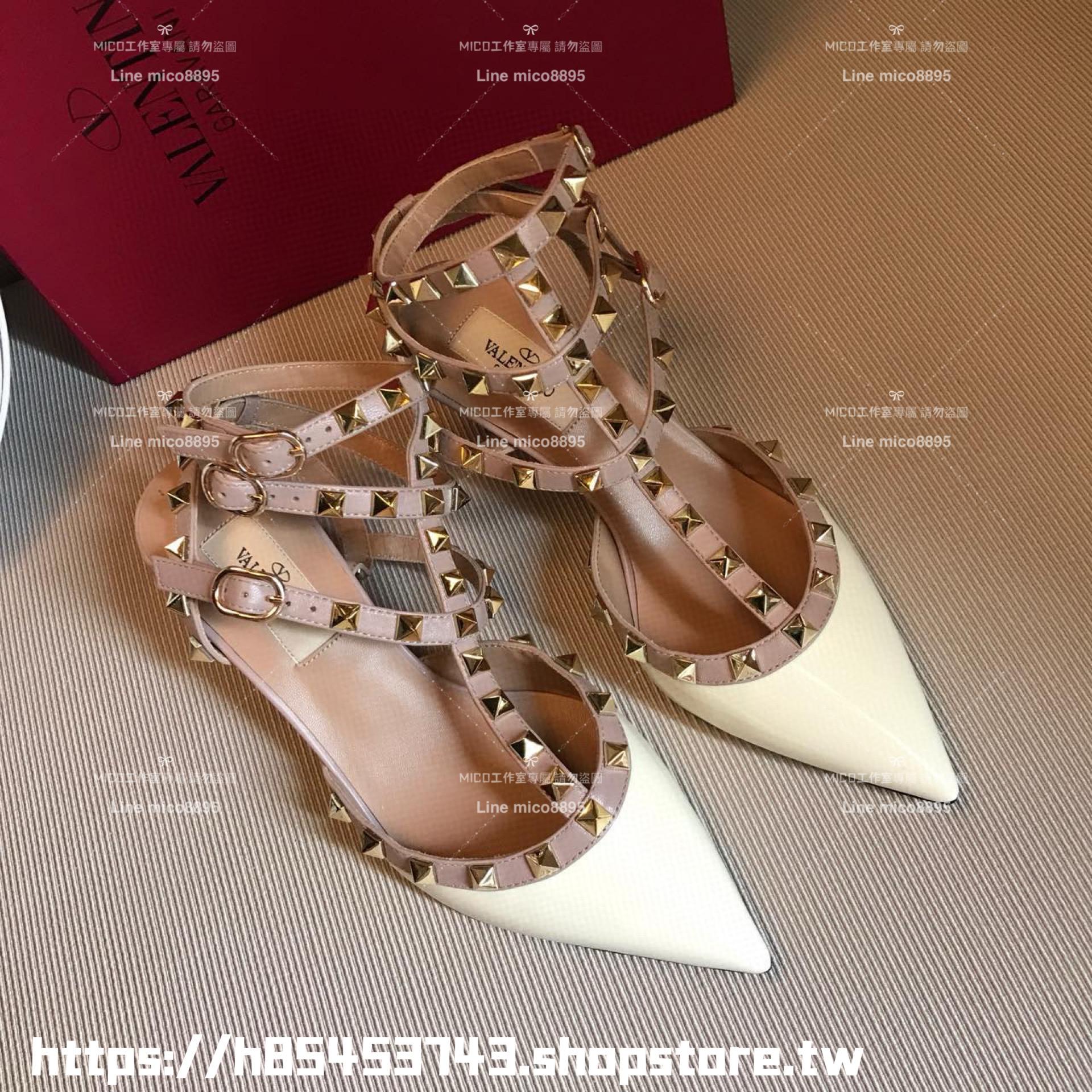 Valentino 6.5cm/三環 漆皮三色 ROCKSTUD鉚釘系列 涼鞋 高跟鞋 女鞋 35-39