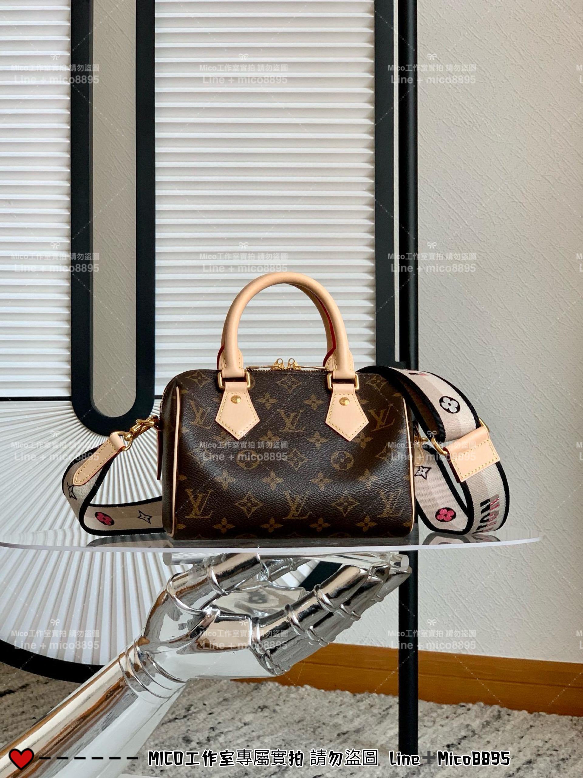 Lv 老花/彩肩帶 Speedy Bandoulière 20手袋 枕頭包 m46234 20cm