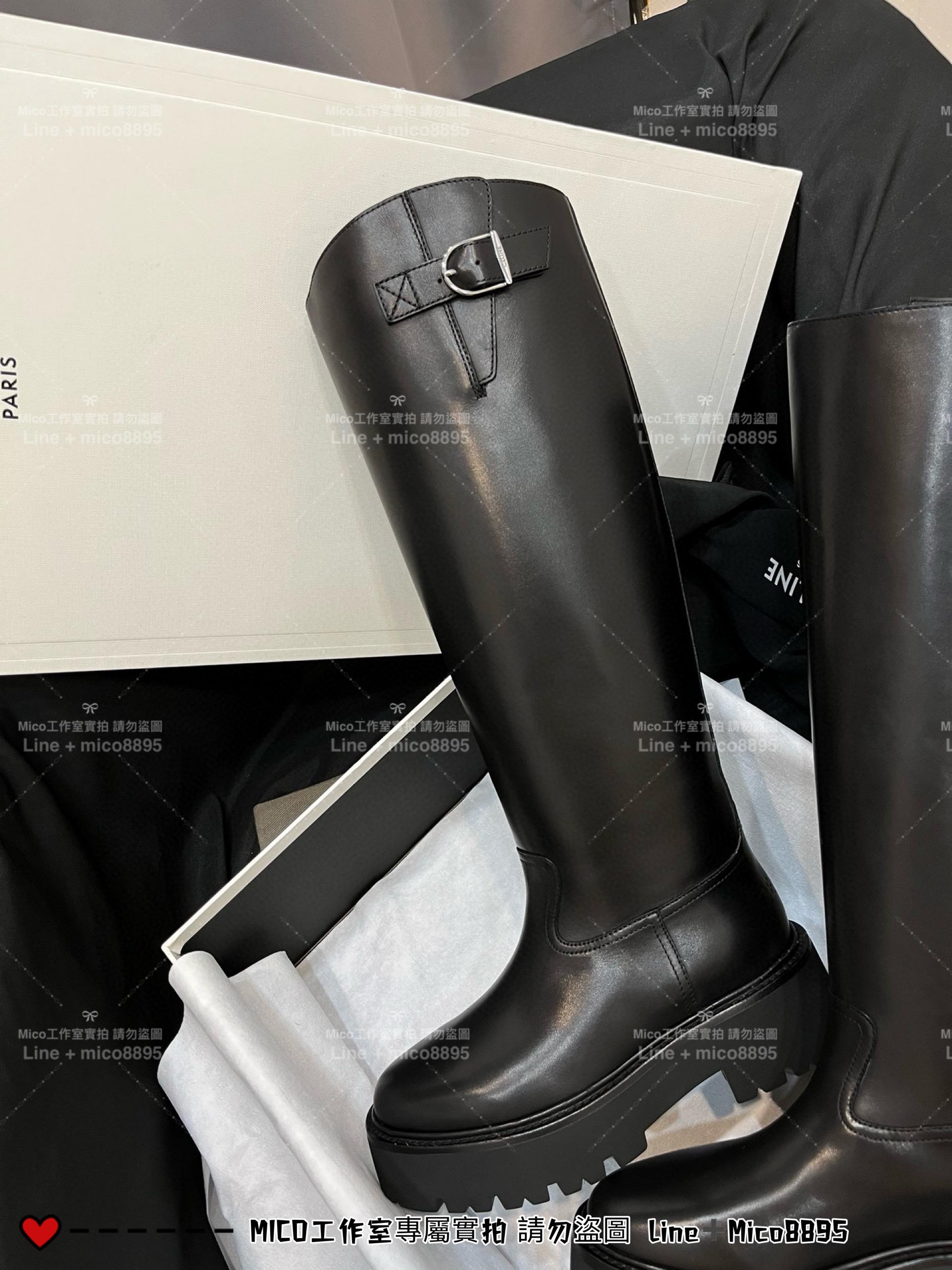 Celine 23s 黑色小牛皮高筒騎士靴 長靴 35-40