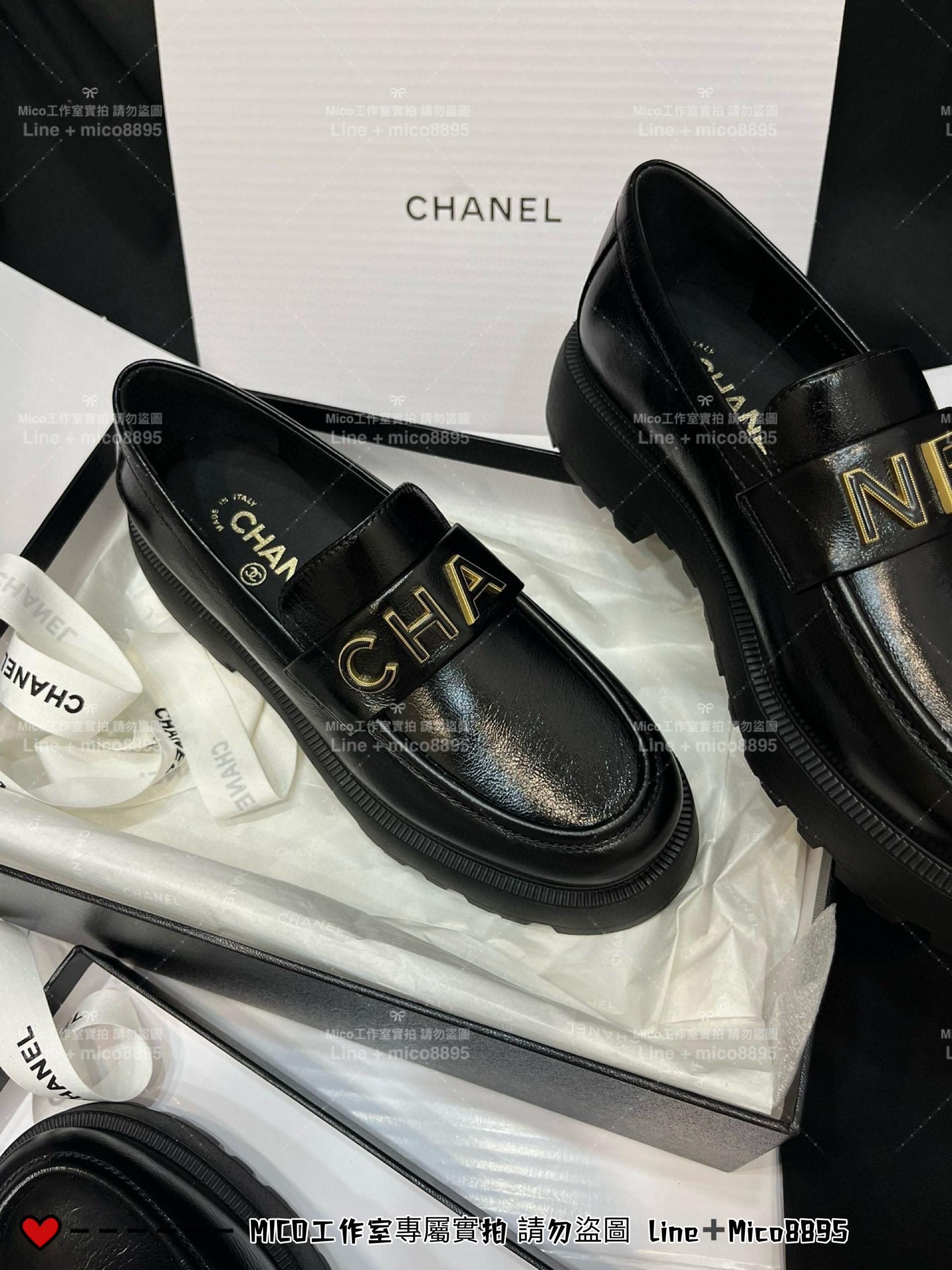 Chanel 24B新款 字母Logo厚底樂福鞋/ 35-40 底厚5cm