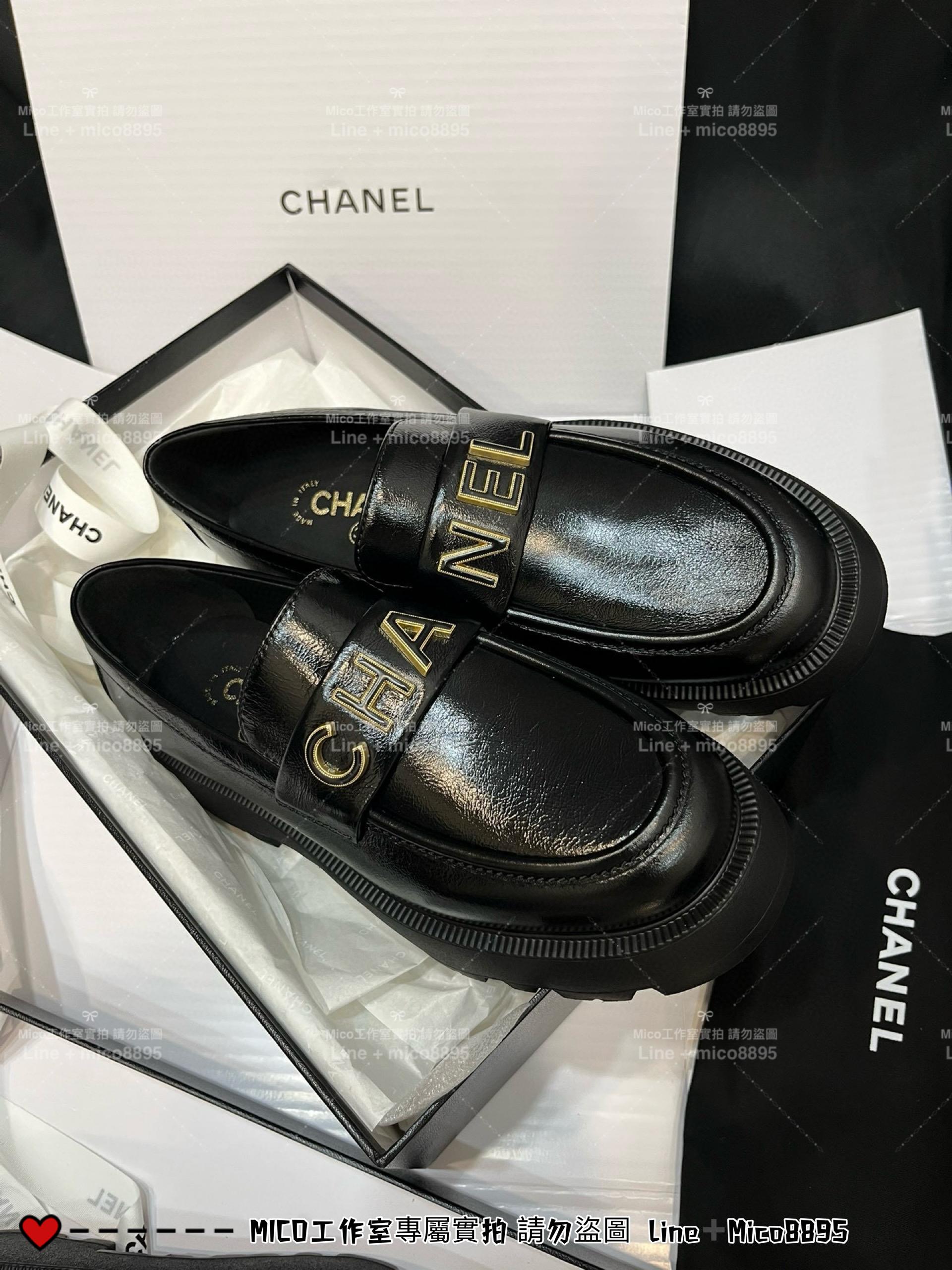 Chanel 24B新款 字母Logo厚底樂福鞋/ 35-40 底厚5cm