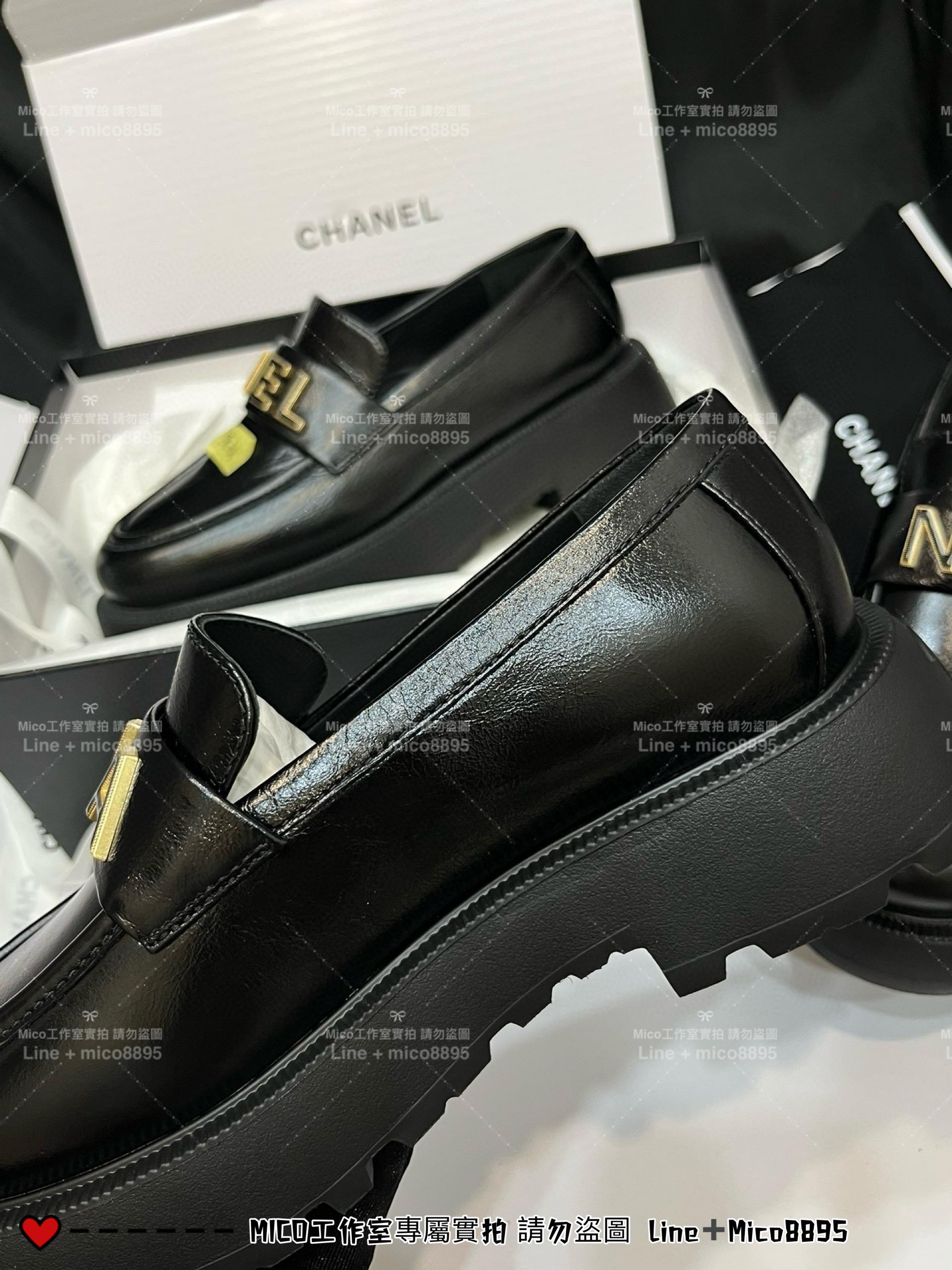 Chanel 24B新款 字母Logo厚底樂福鞋/ 35-40 底厚5cm