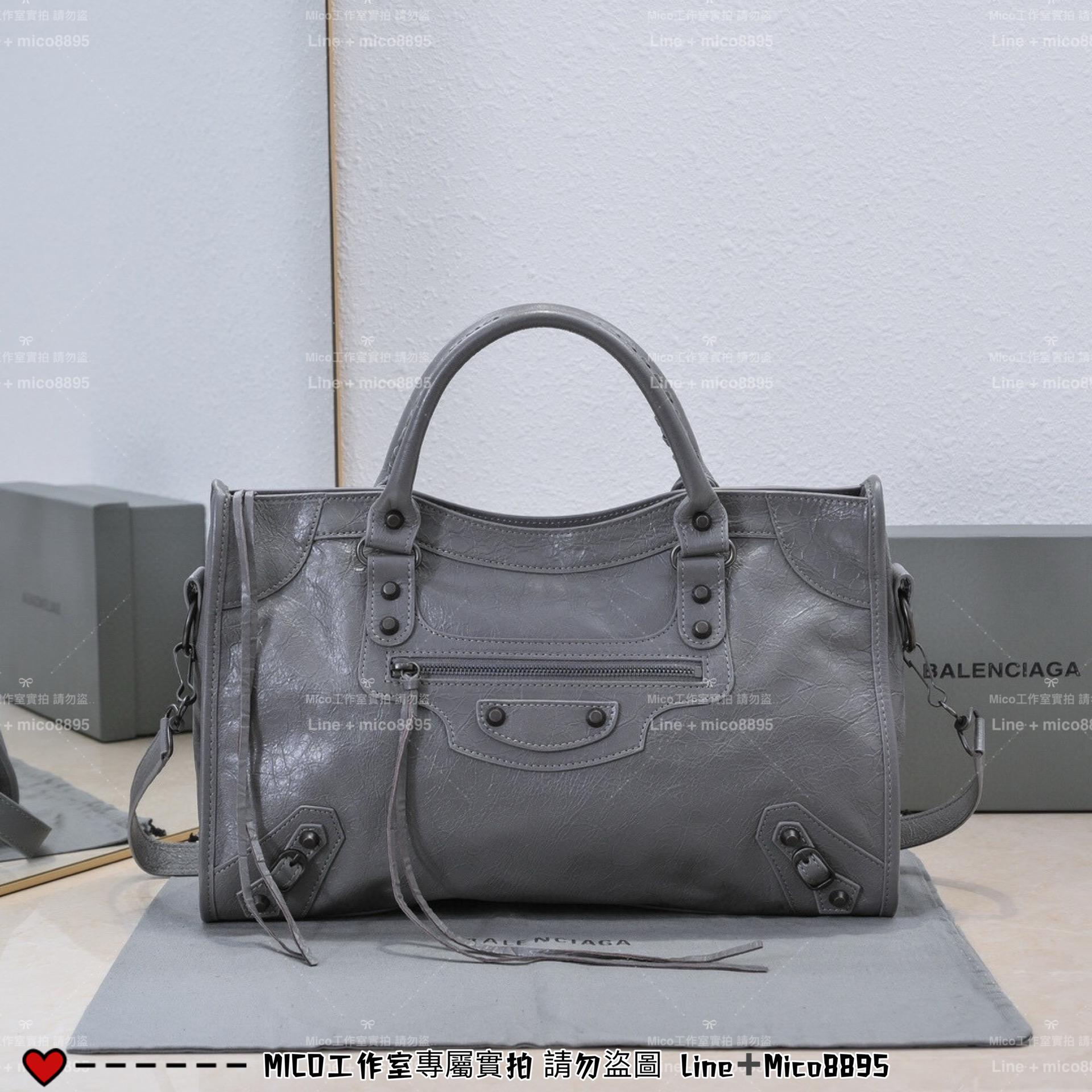 BALANCIAGA 羊皮/真皮 黑釦系列五個色 Le City Bag－Medium 中號 新版本機車包 通勤包 媽媽包 38cm